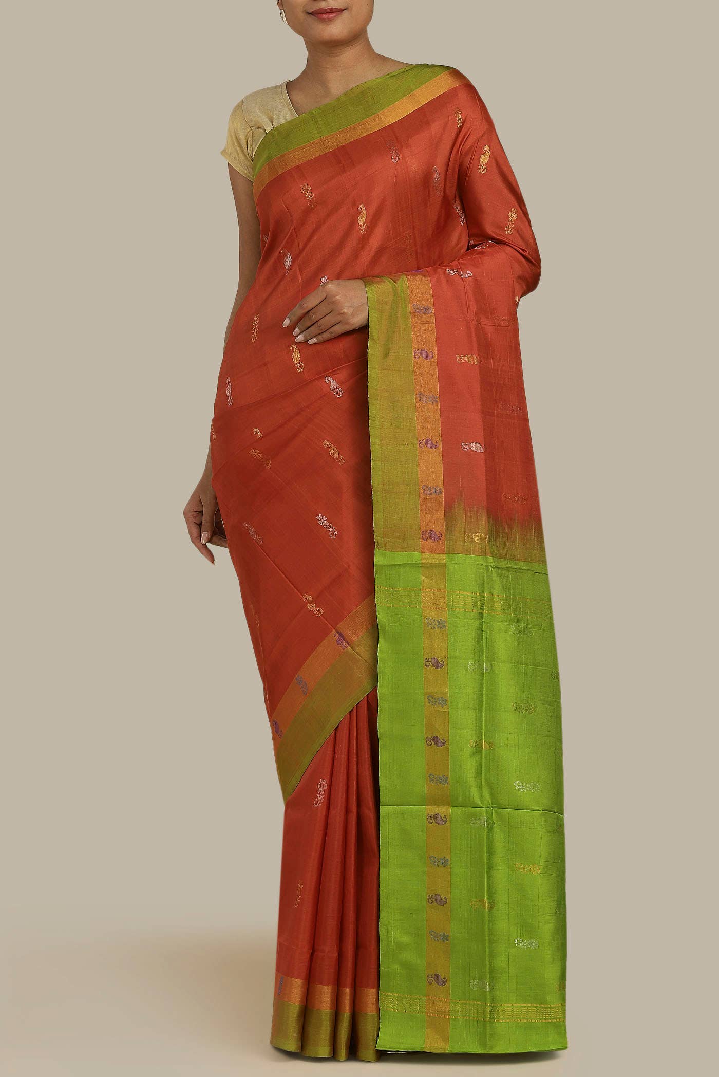 Orange Uppada Silk Saree