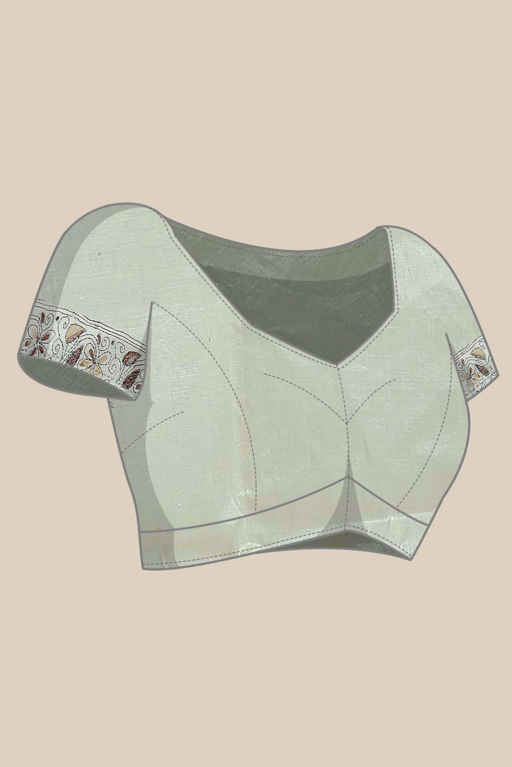 Cream Tussar Silk Saree