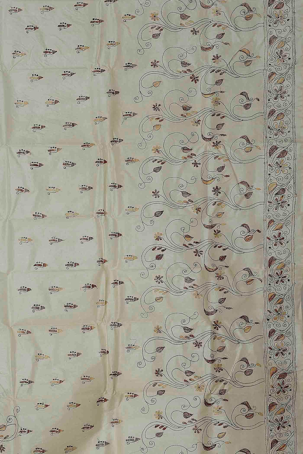 Cream Tussar Silk Saree