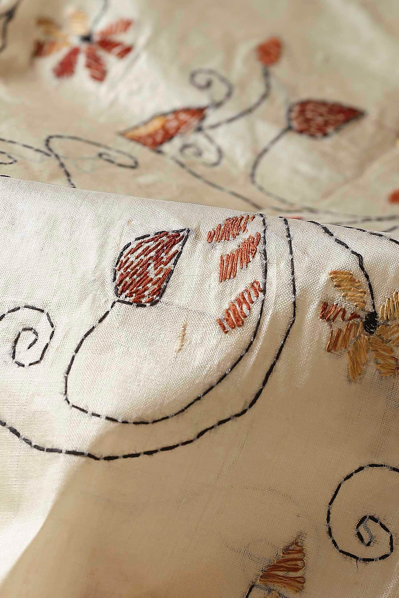 Cream Tussar Silk Saree
