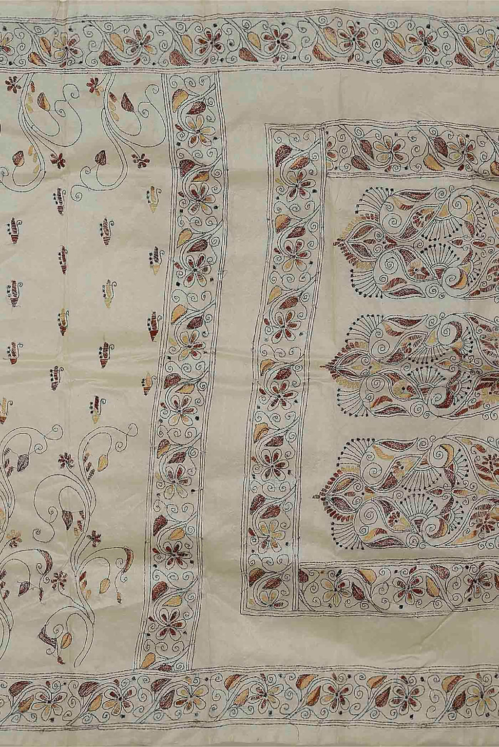 Cream Tussar Silk Saree