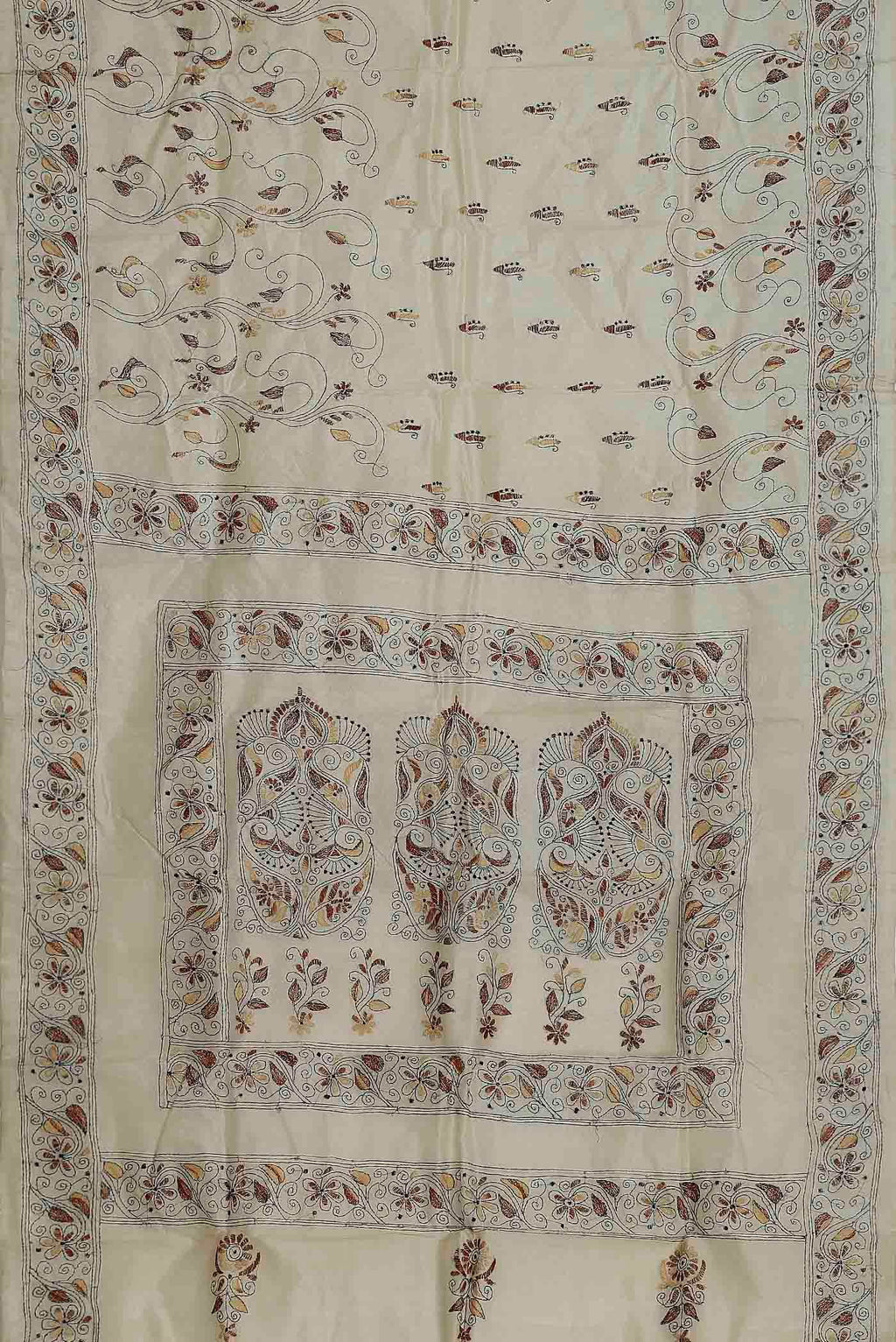 Cream Tussar Silk Saree