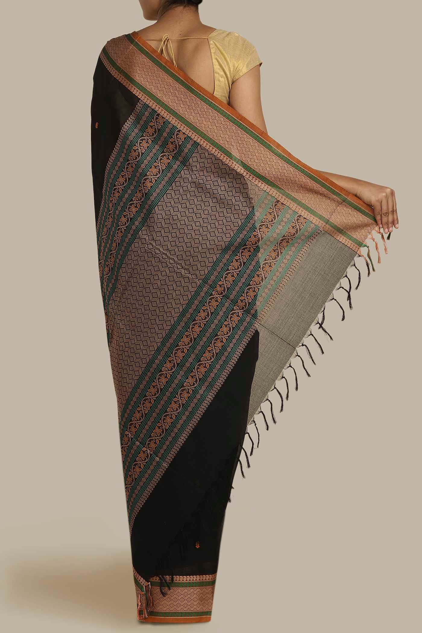 Black Coimbatore Cotton Saree