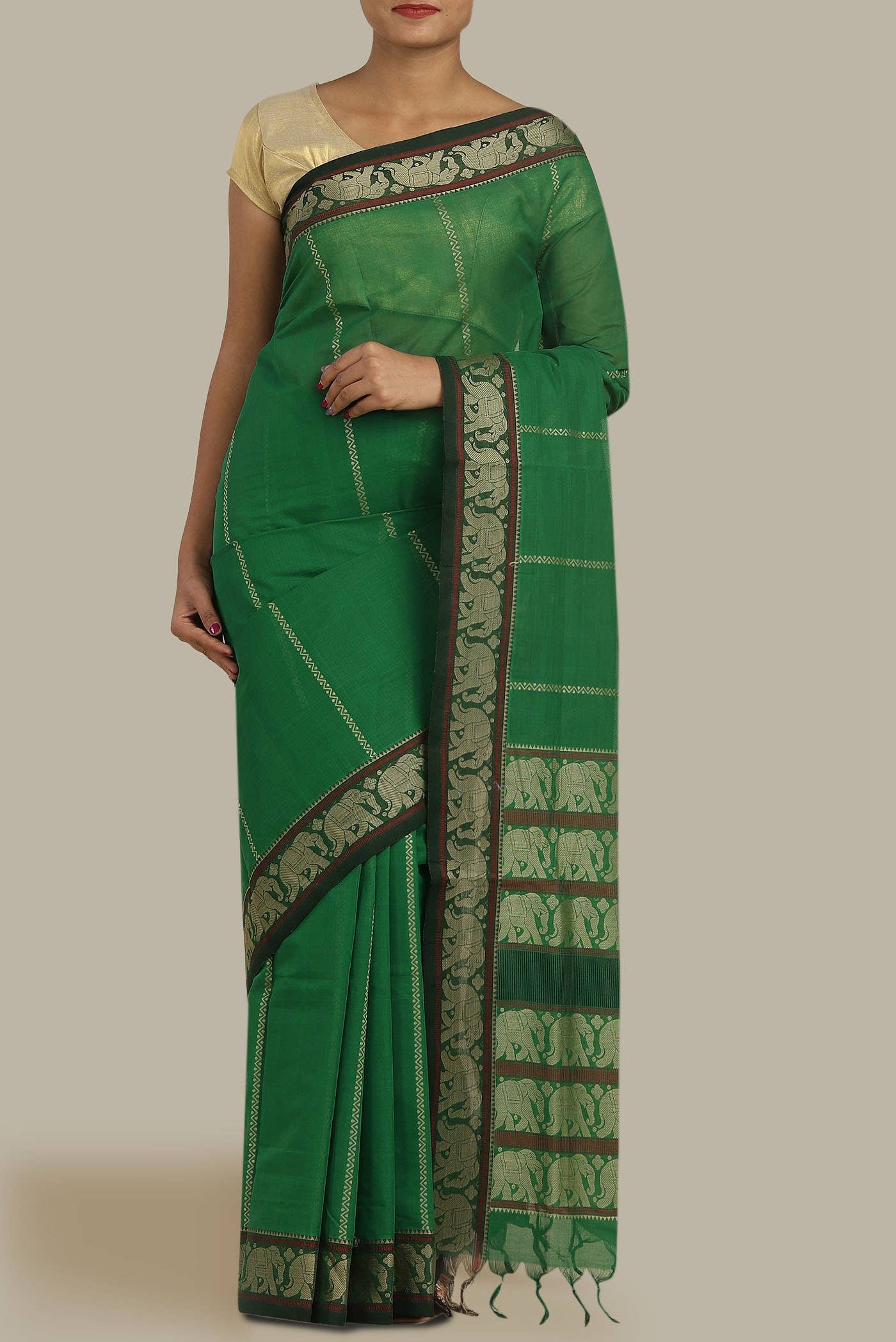 Green Coimbatore Cotton Saree