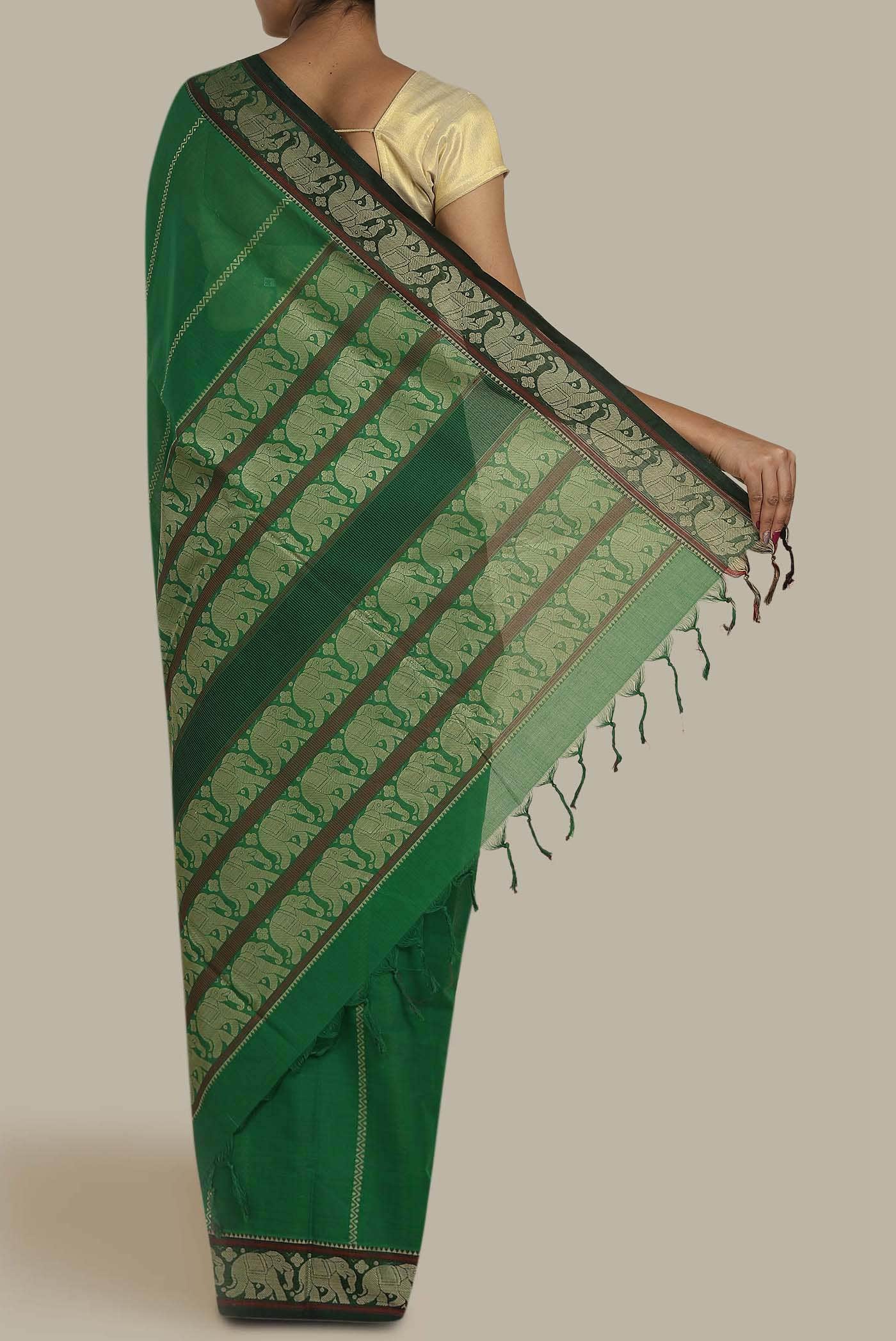 Green Coimbatore Cotton Saree