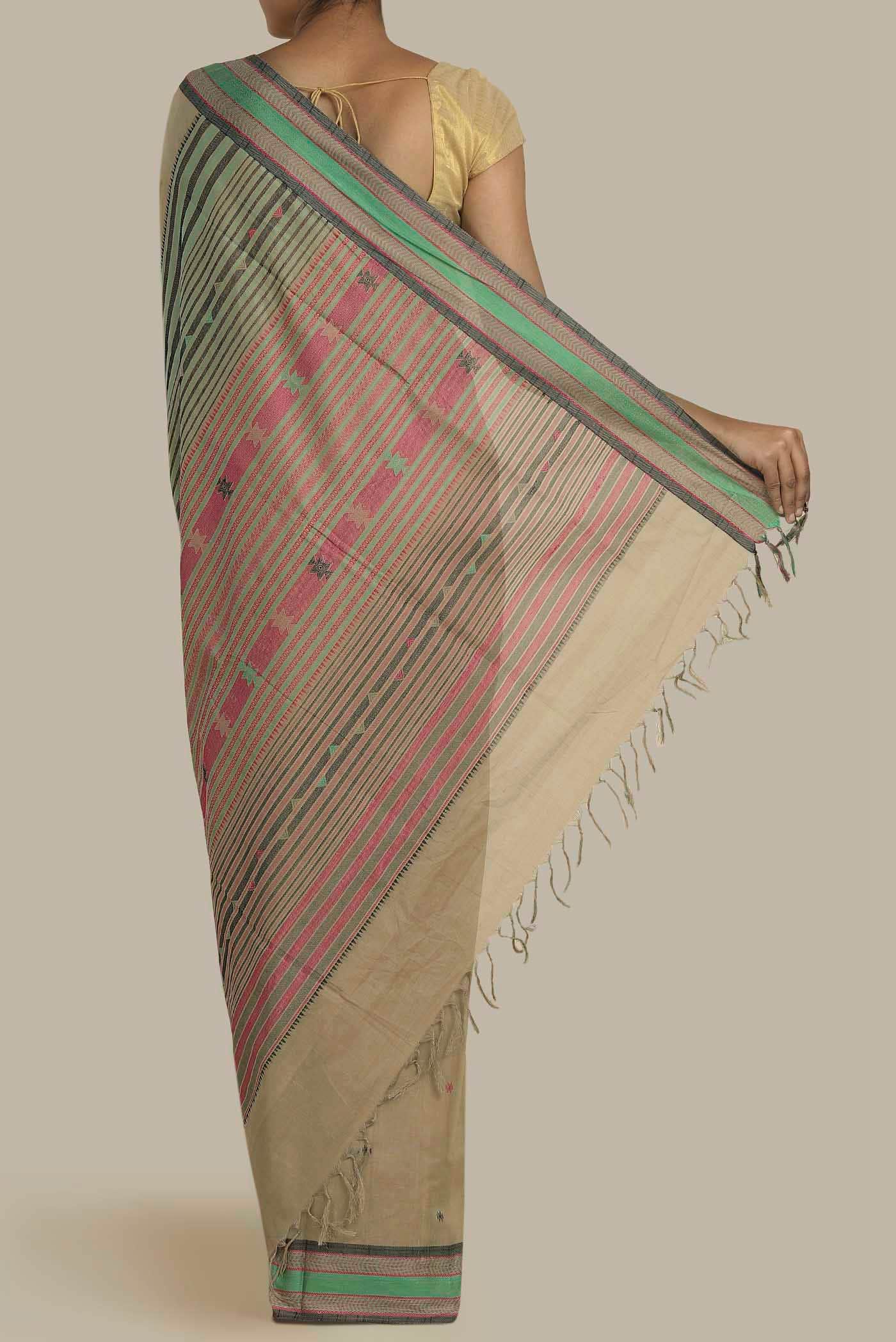 Beige Coimbatore Cotton Saree