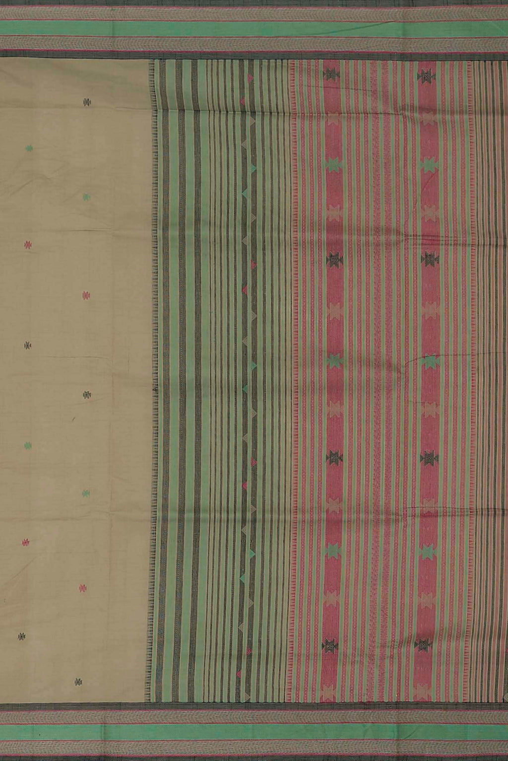 Beige Coimbatore Cotton Saree