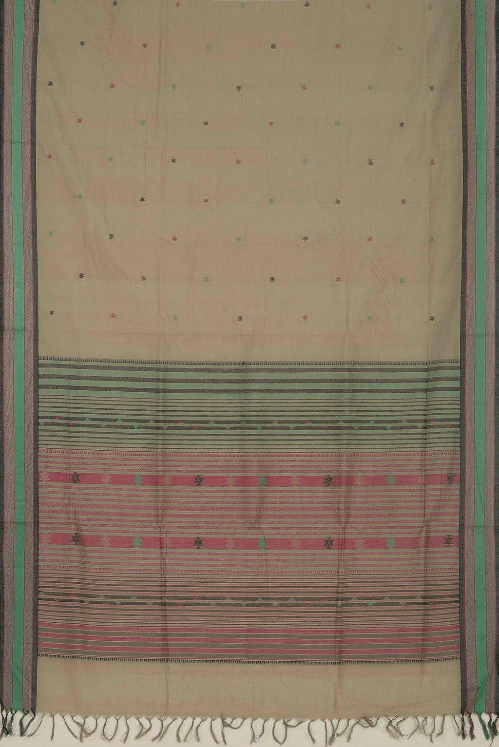 Beige Coimbatore Cotton Saree