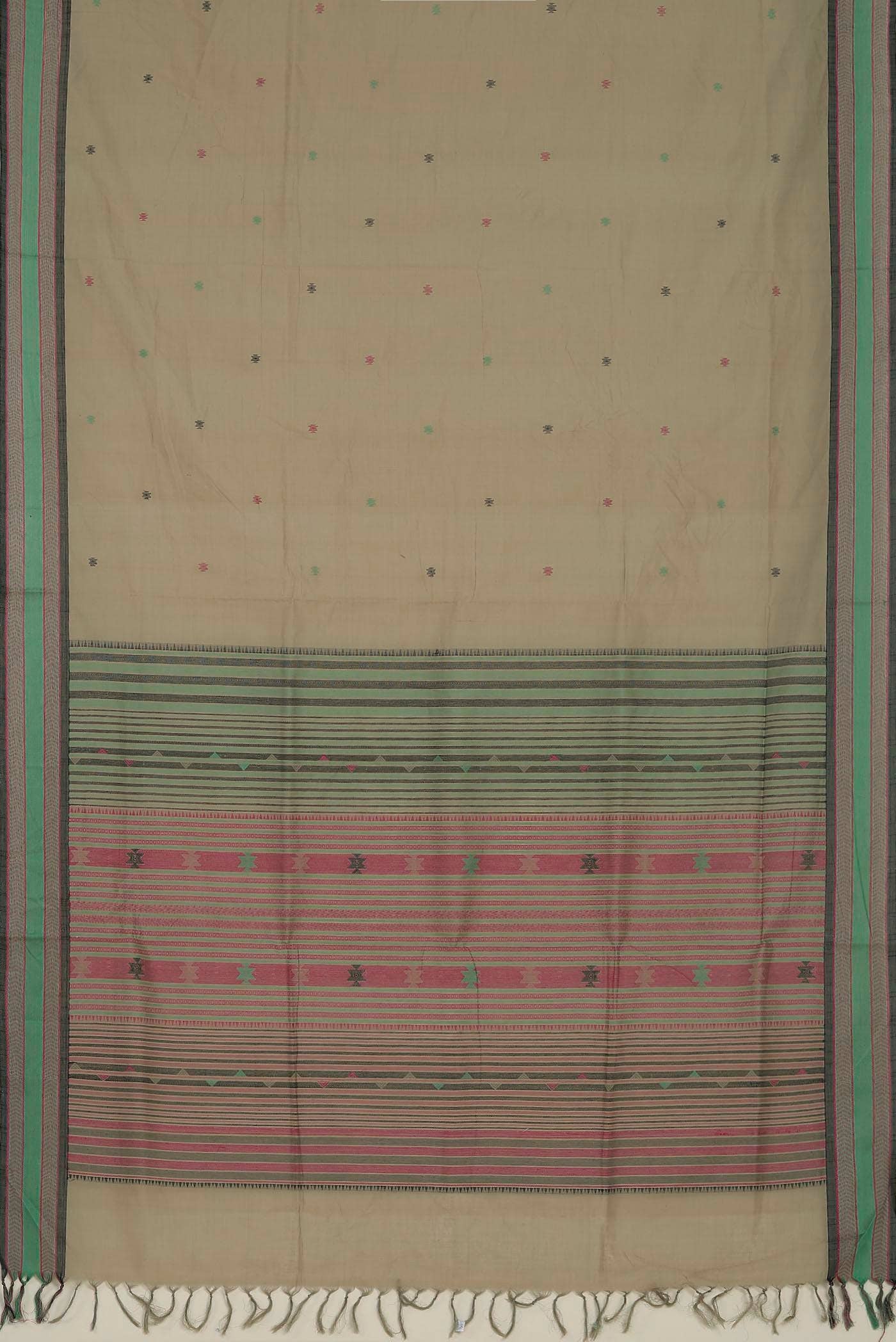 Beige Coimbatore Cotton Saree