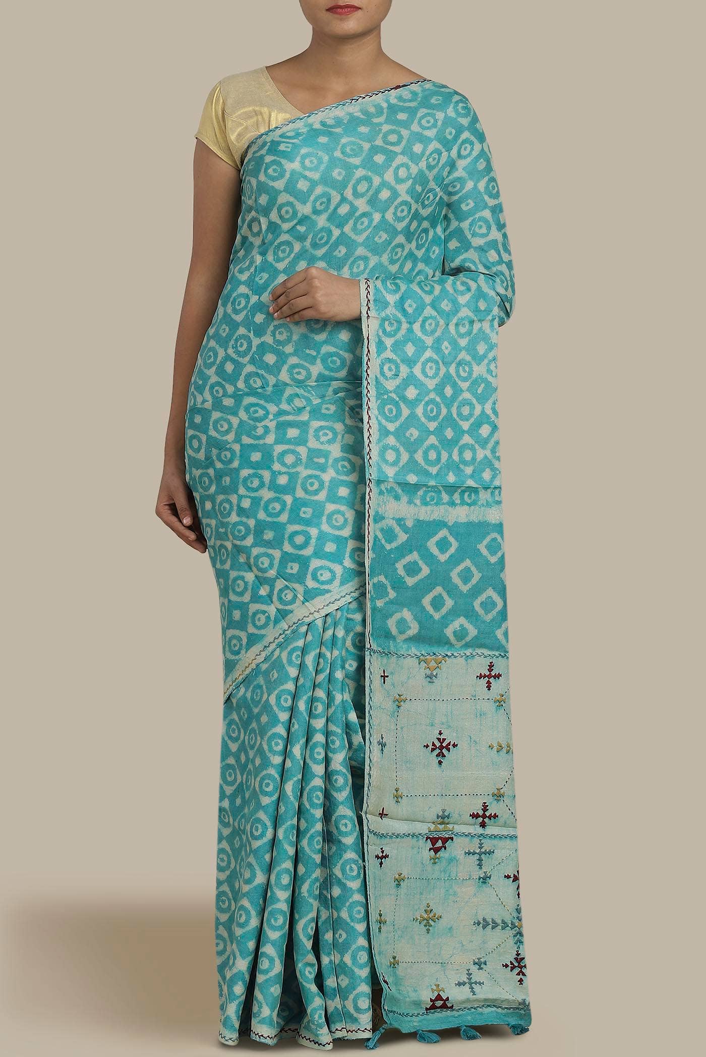Blue Bhagalpuri Tussar Silk Saree