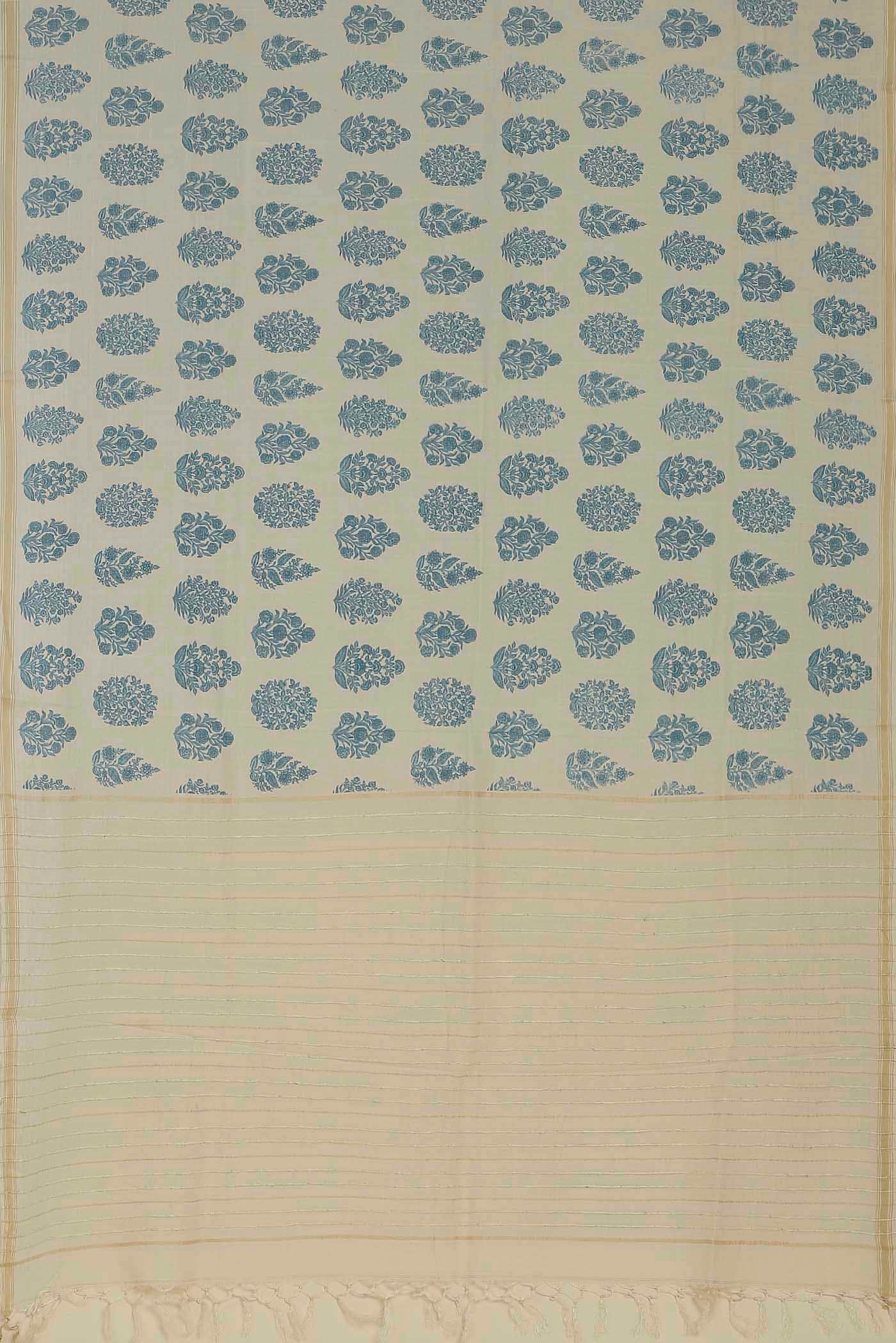 Cream Tussar Silk Saree