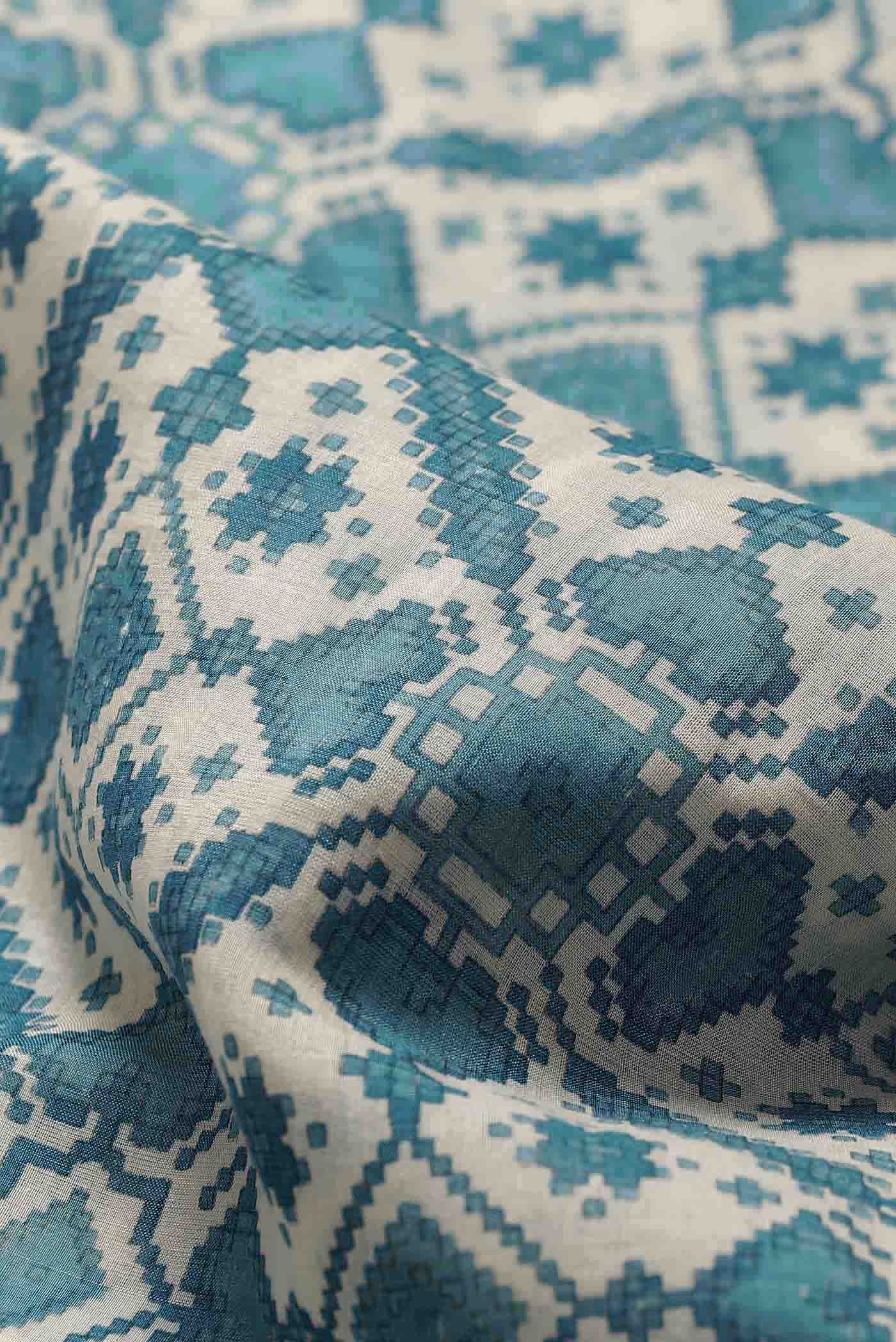 Blue Bhagalpuri Tussar Silk Saree