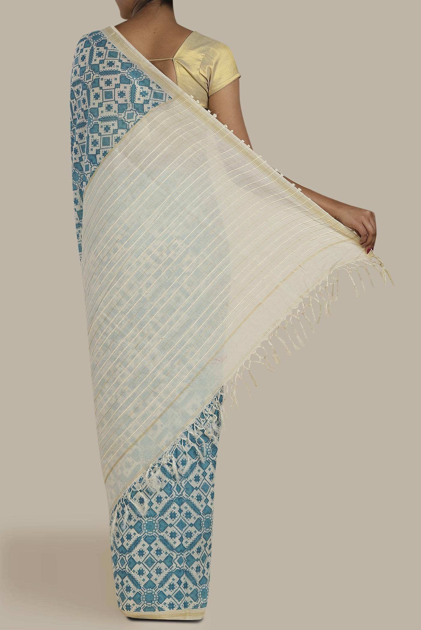 Blue Bhagalpuri Tussar Silk Saree