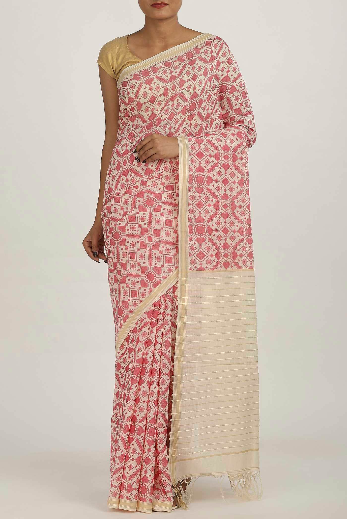 Off White Tussar Silk Saree
