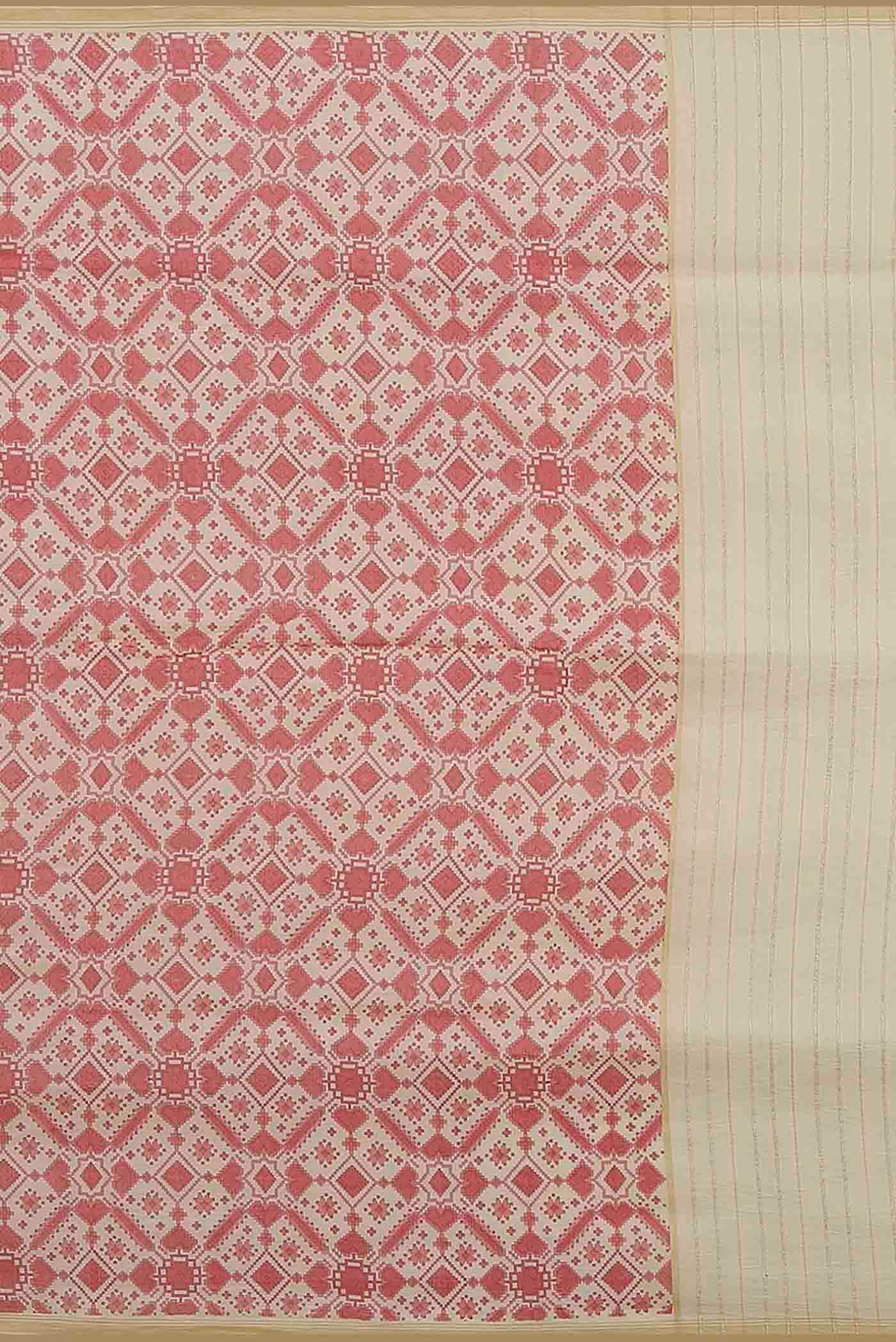Off White Tussar Silk Saree