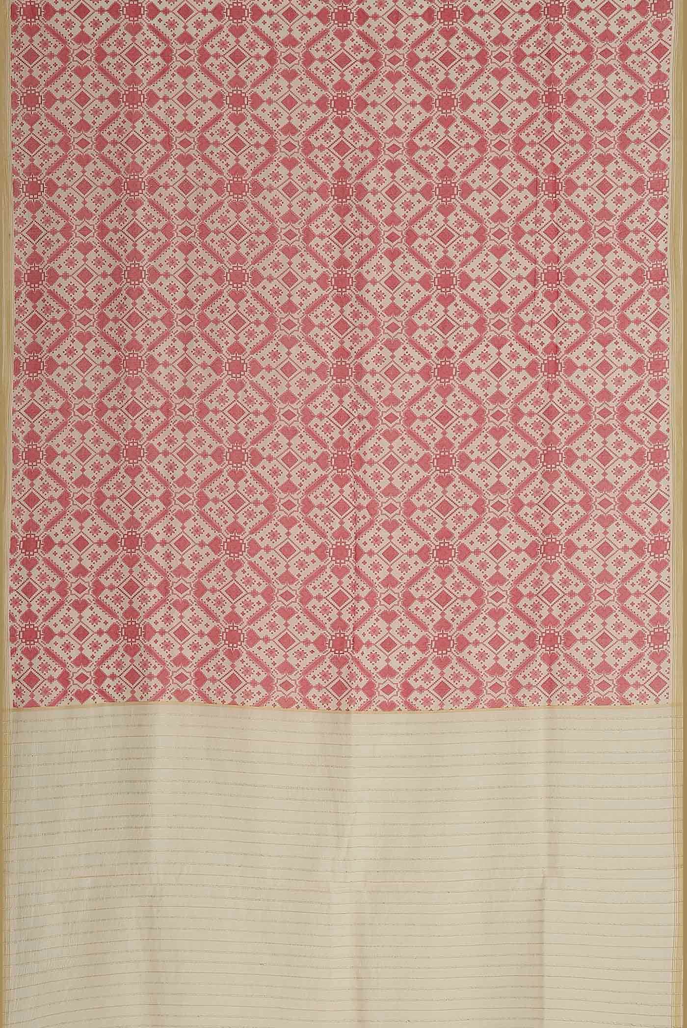 Off White Tussar Silk Saree