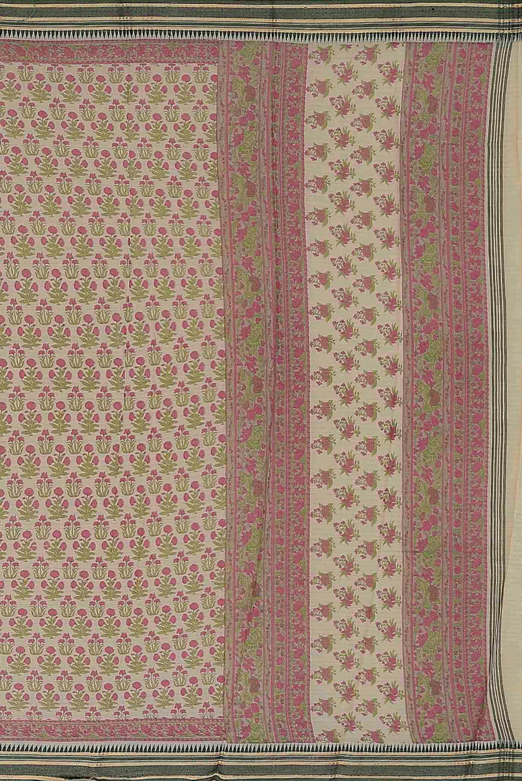 Beige Tussar Silk Saree