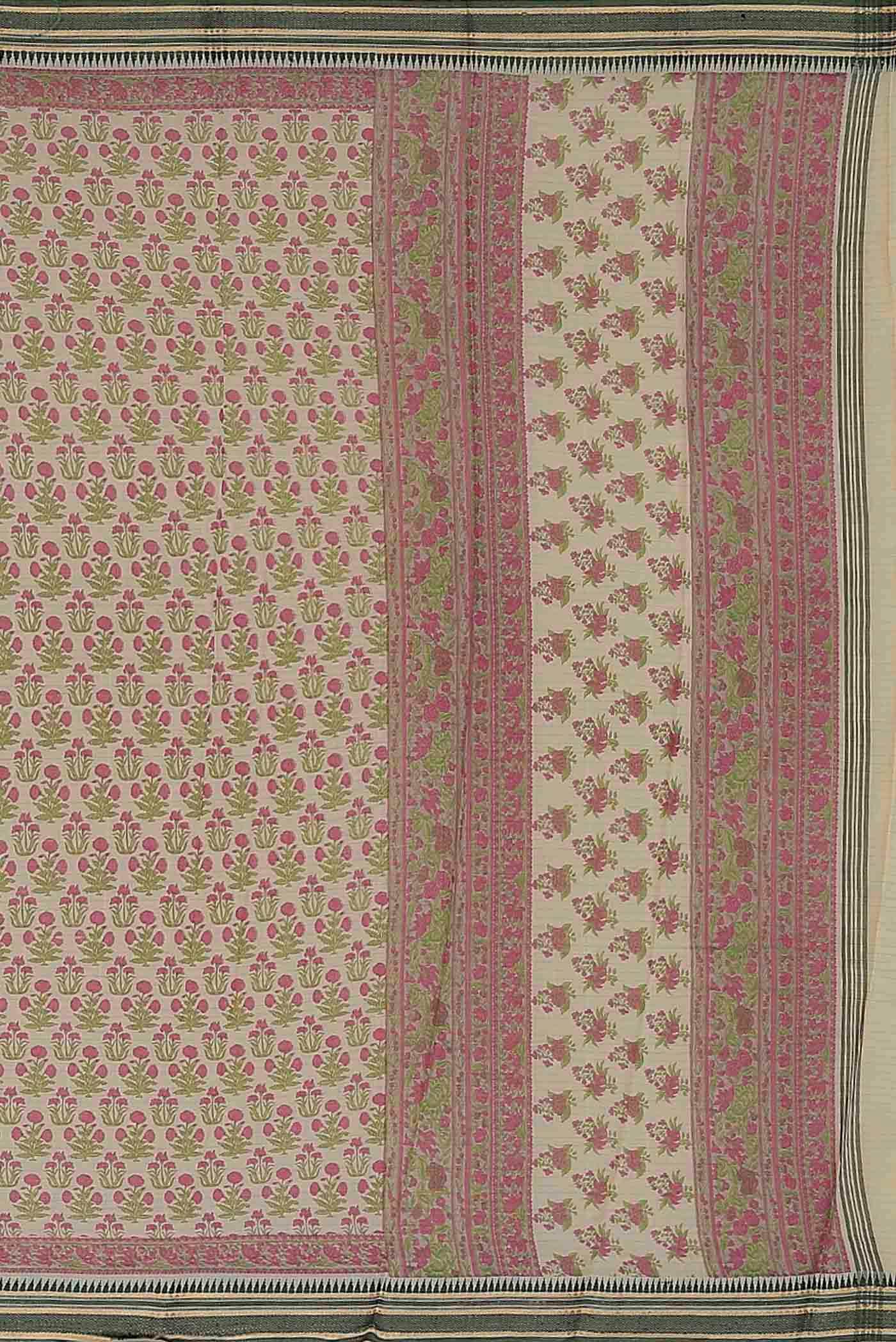 Beige Tussar Silk Saree