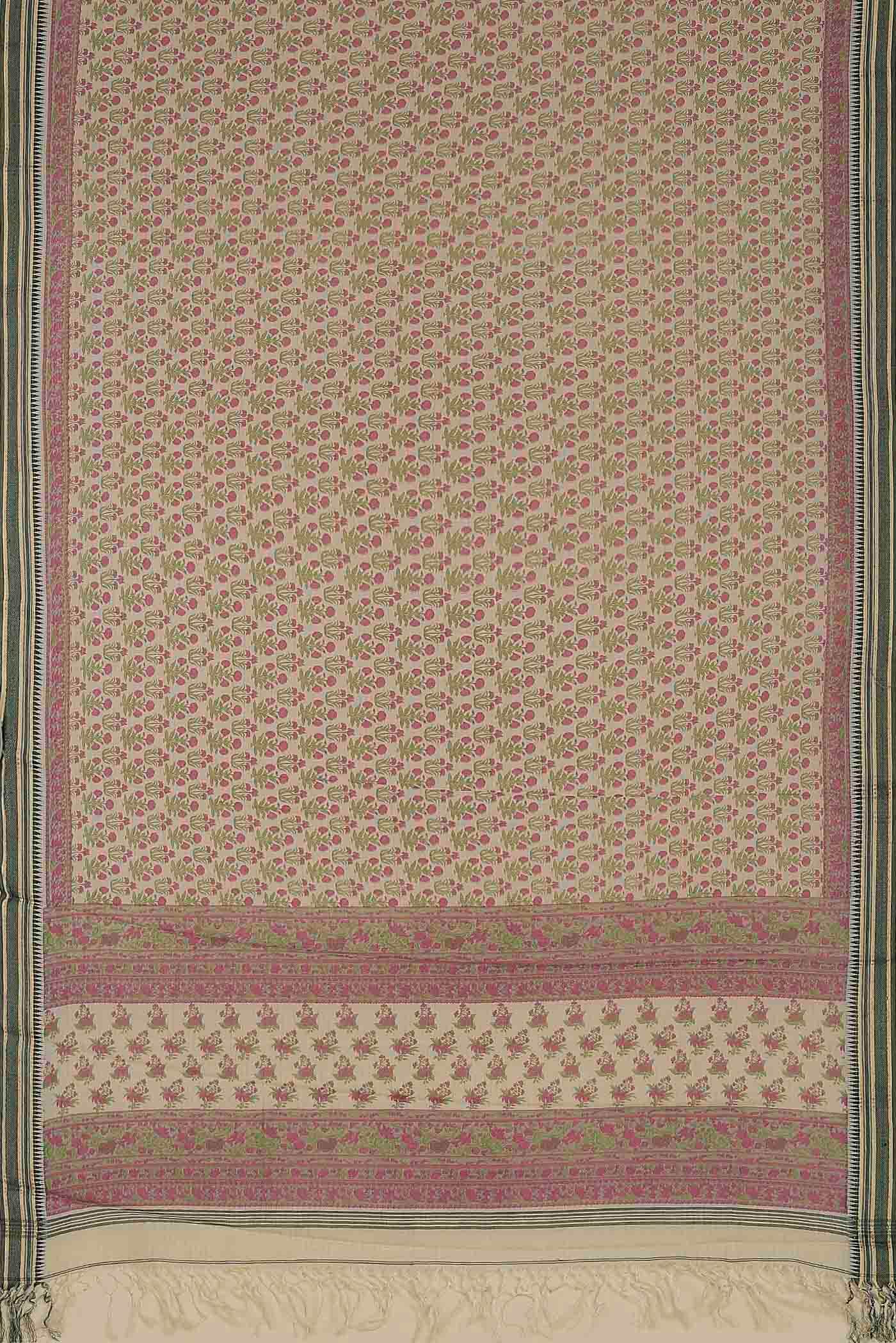 Beige Tussar Silk Saree
