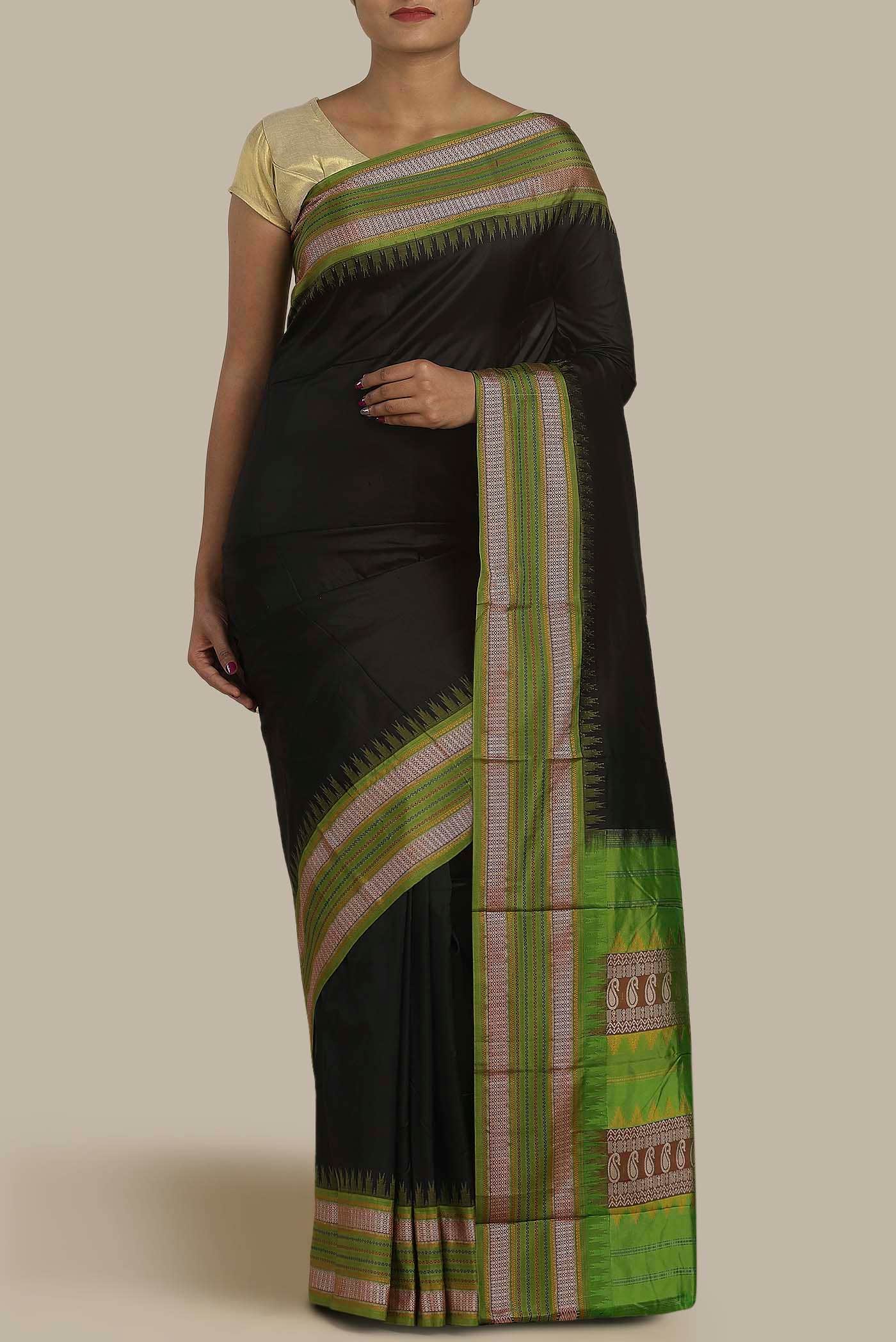 Black Bangalore Silk Saree