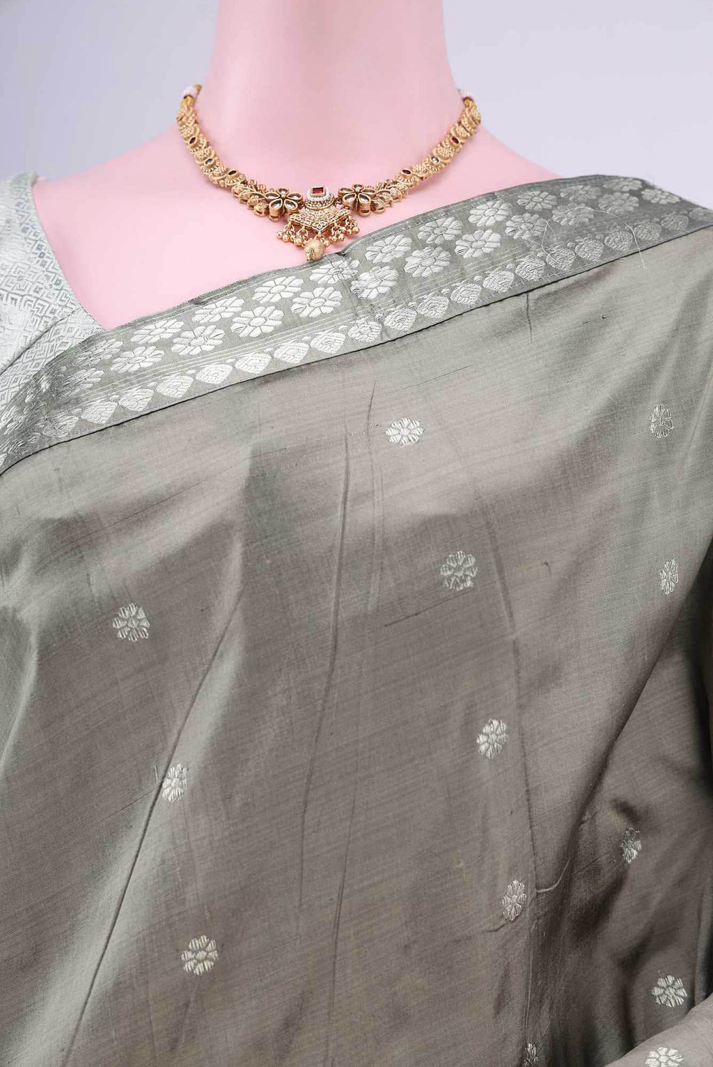 Davys Grey Assam Silk Saree