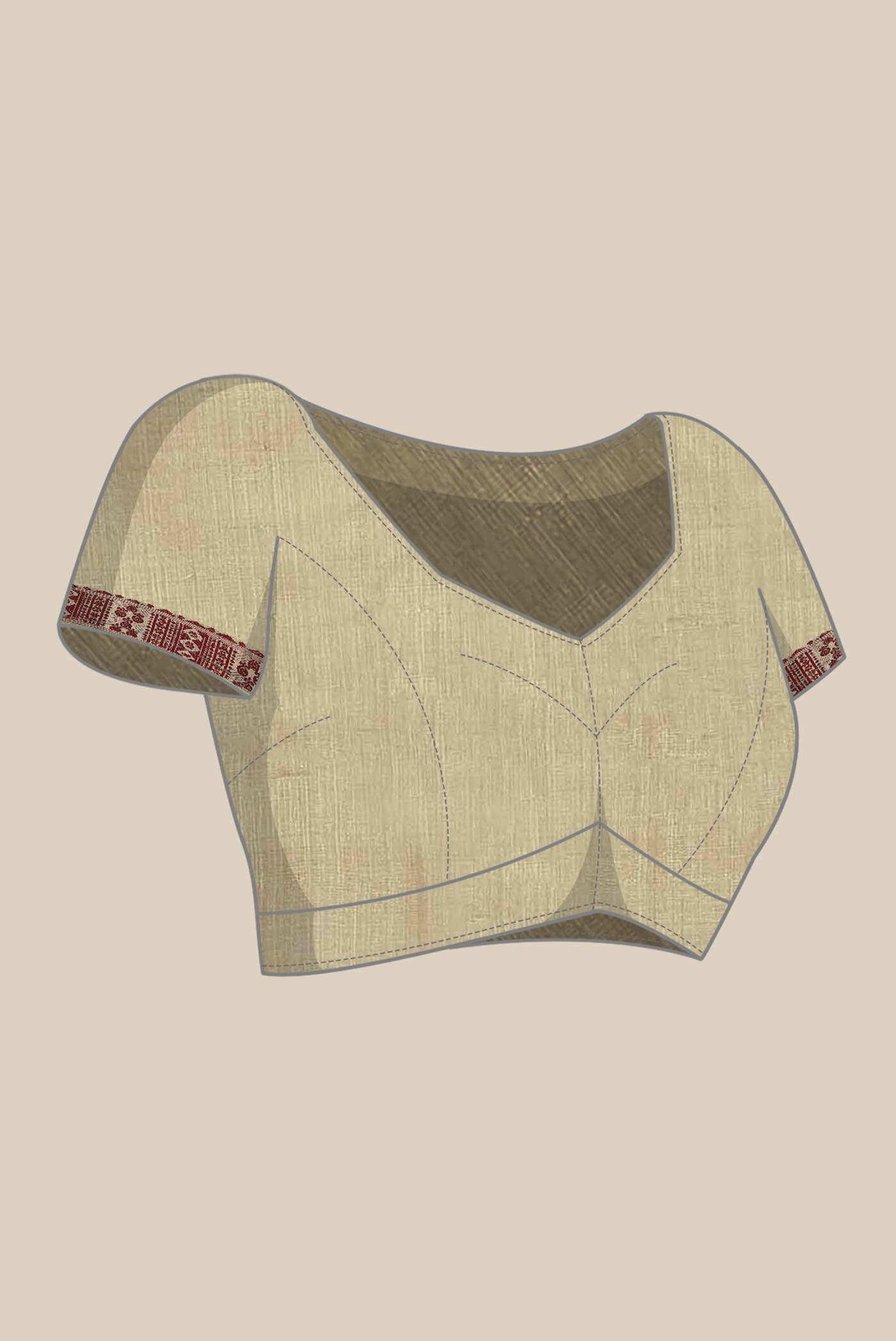 Beige Assam Silk Saree