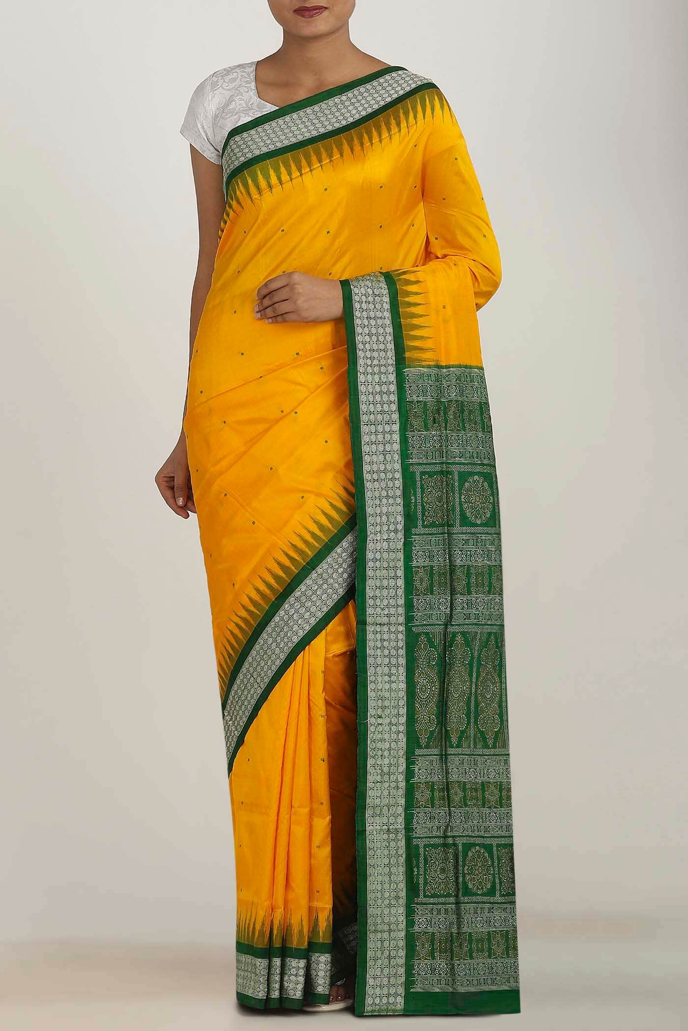 Yellow Orissa Silk Saree