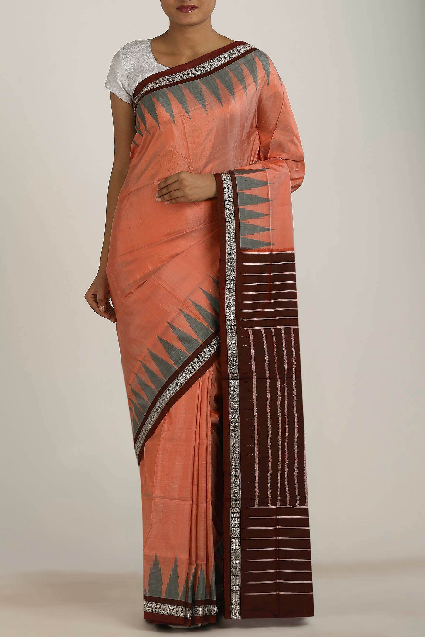 Orange Orissa Silk Saree
