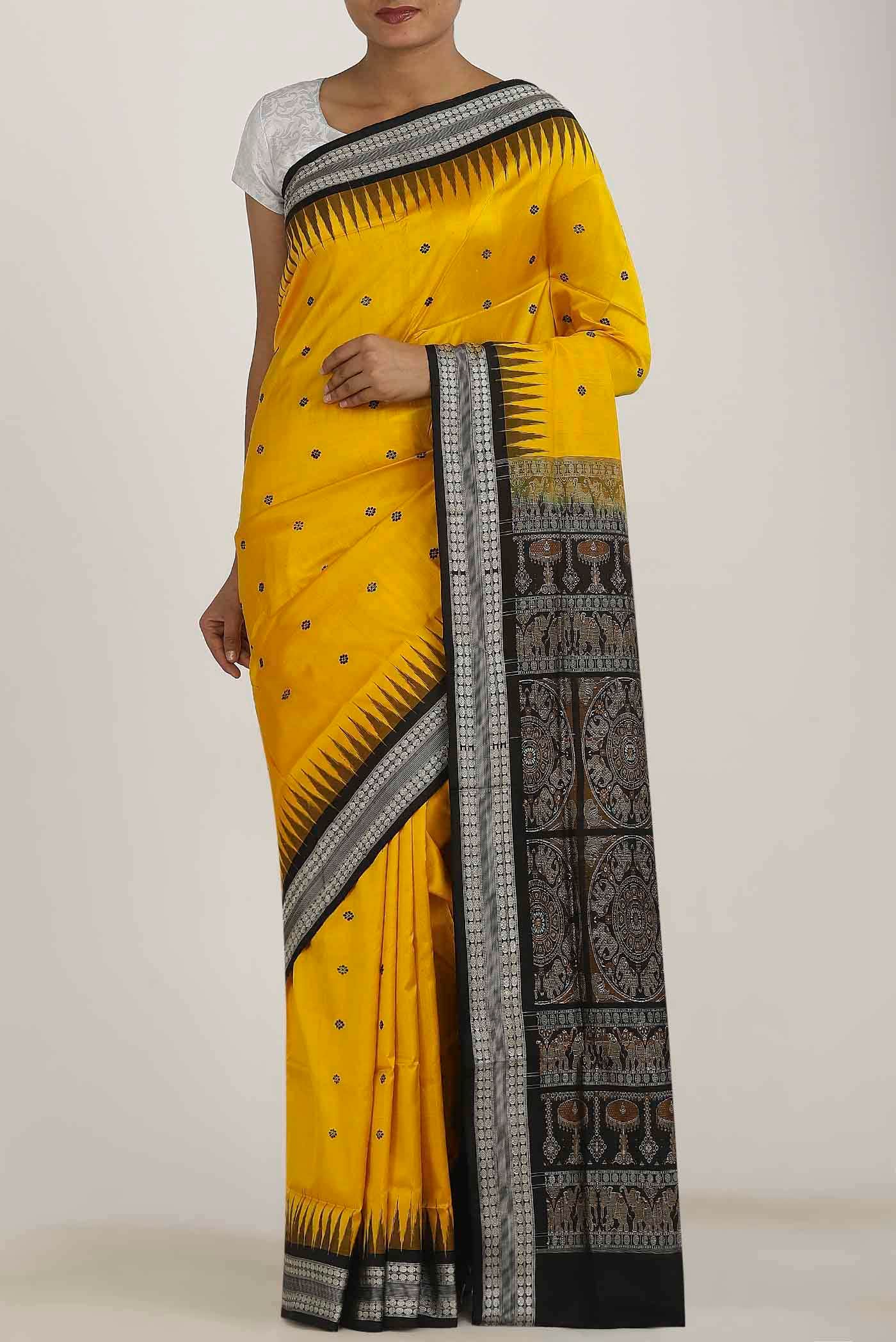 Yellow Orissa Silk Saree