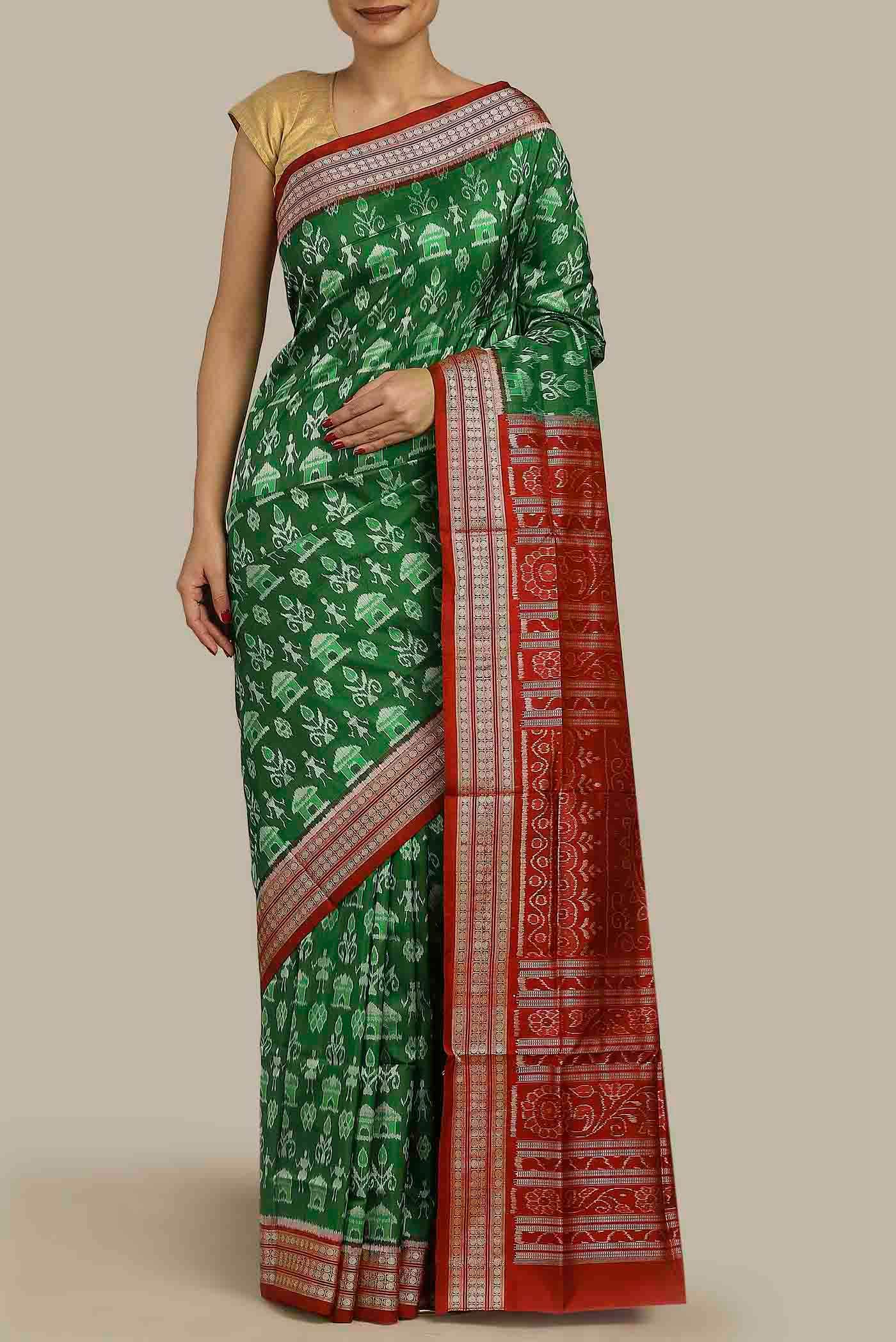 Green Orissa Silk Saree