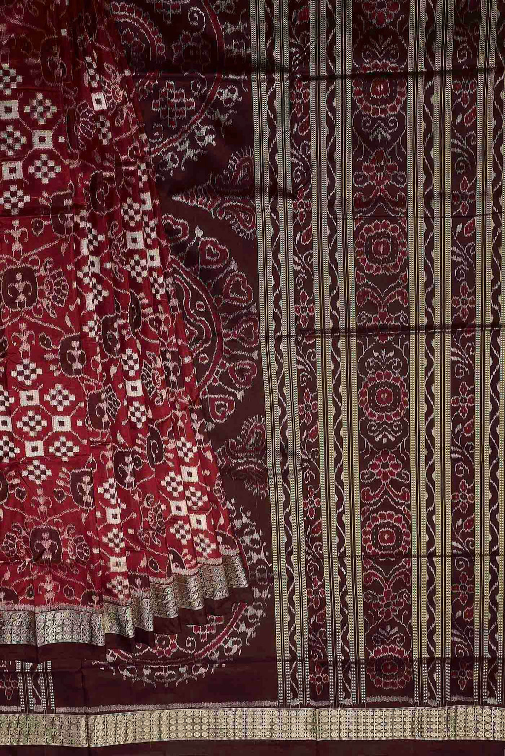 Maroon Orissa Silk Saree