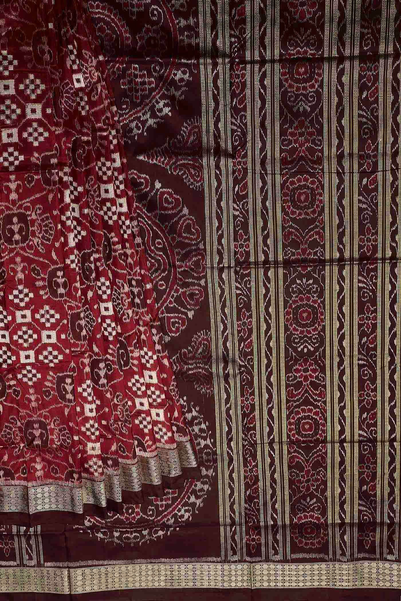 Maroon Orissa Silk Saree