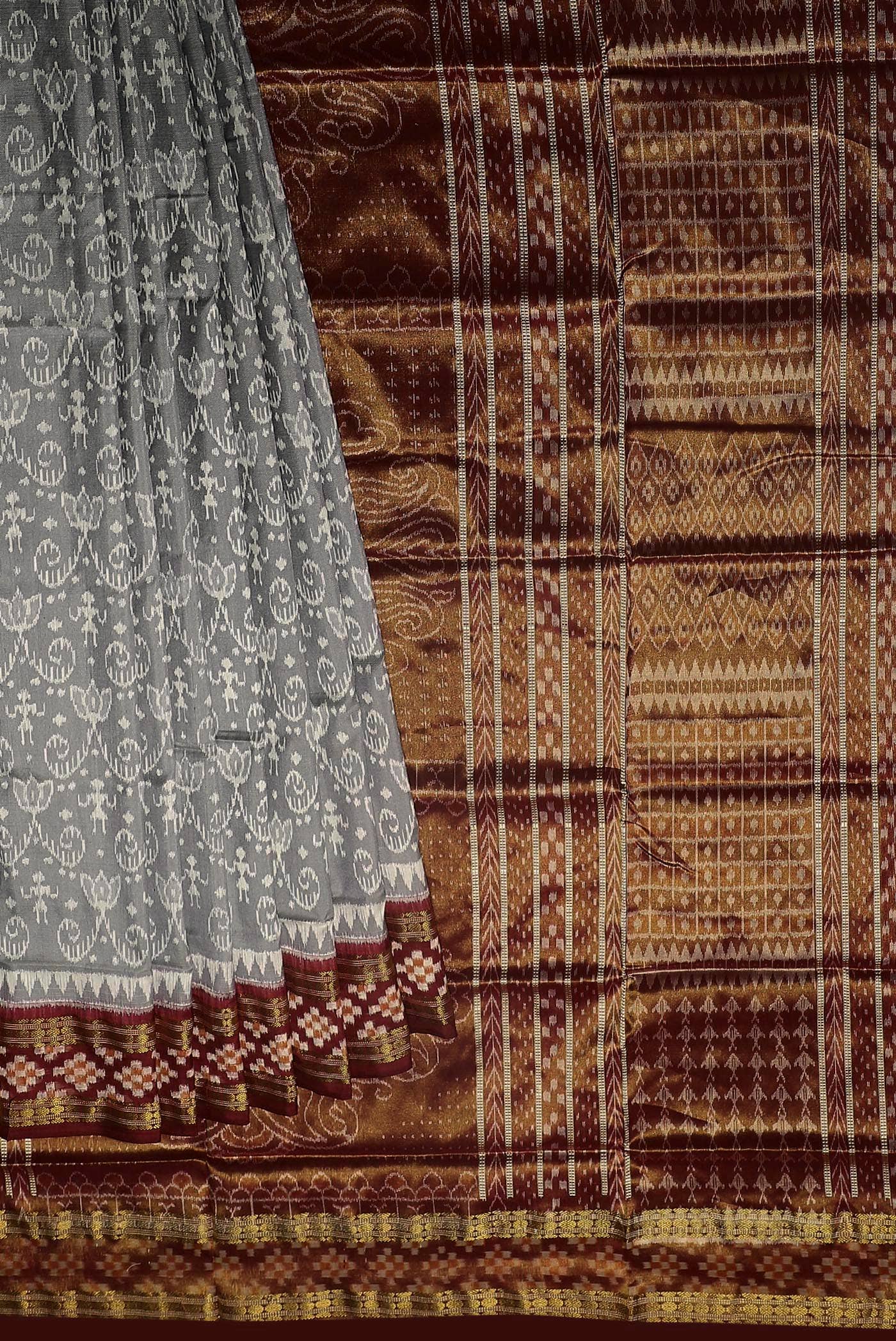 Grey Orissa Silk Saree