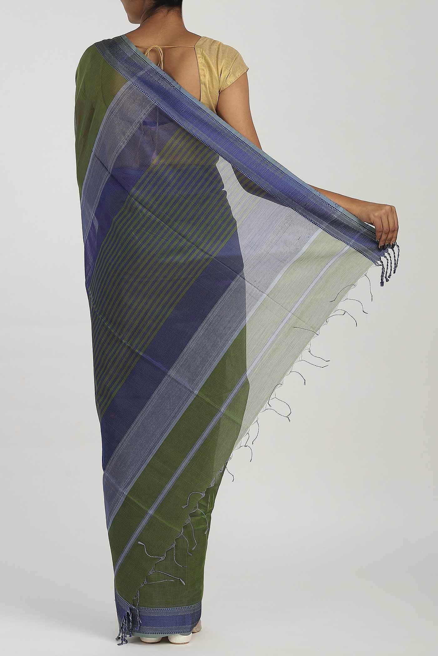 Green Maheshwari Silk Cotton Saree