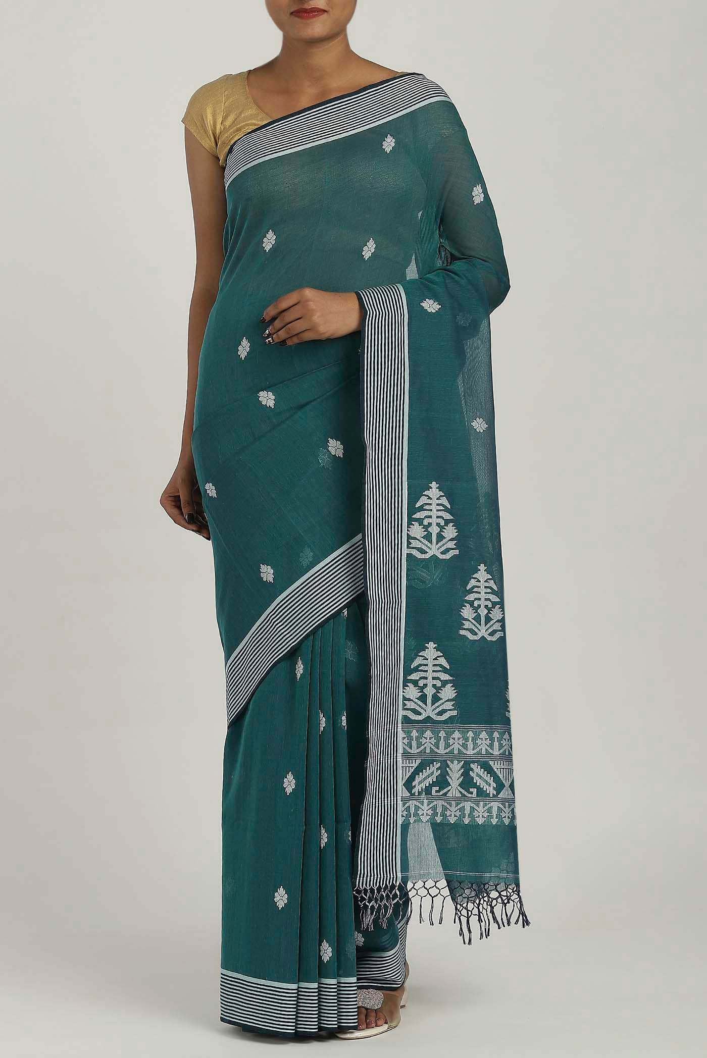 Blue Bengal Cotton Saree