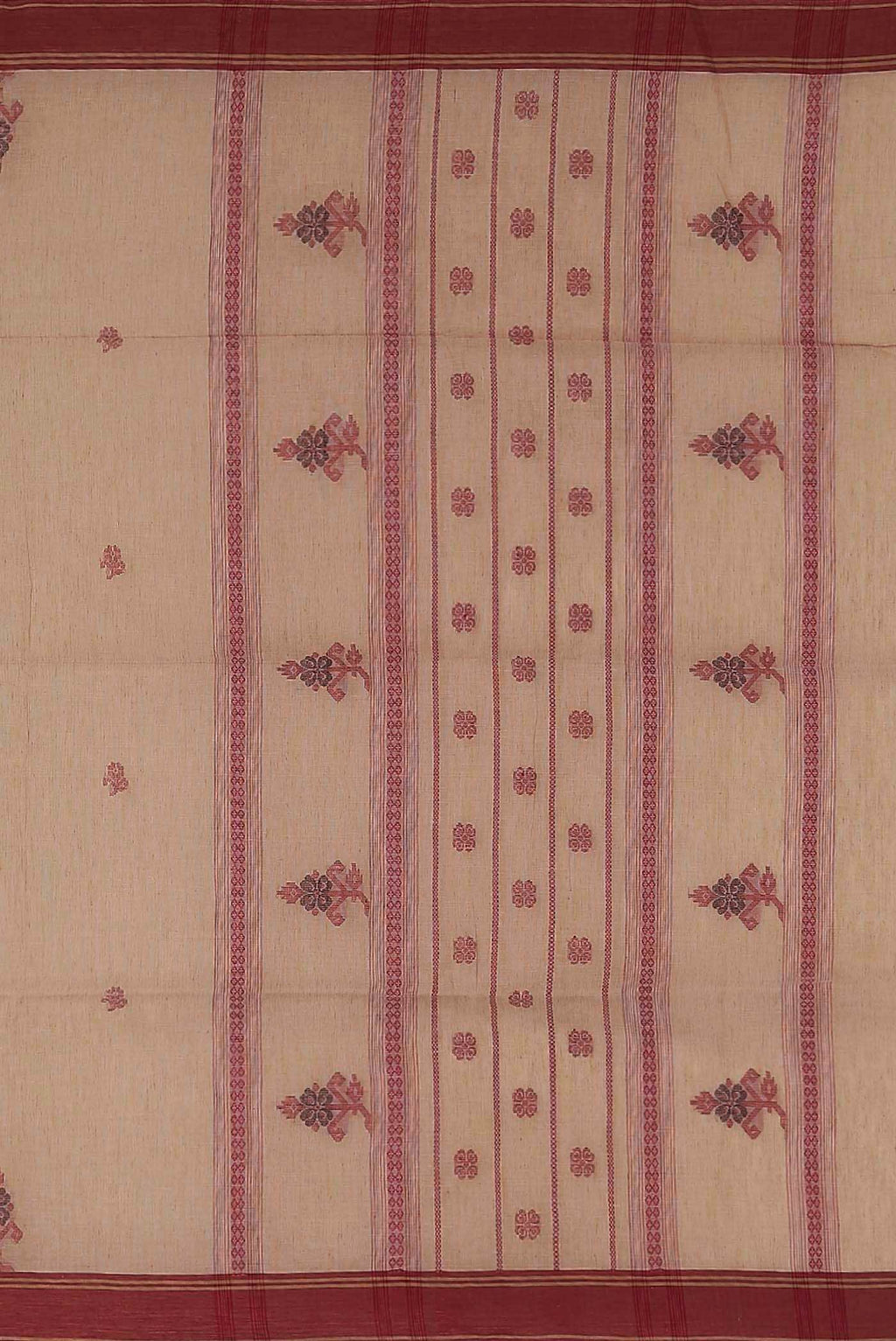Beige Bengal Cotton Saree