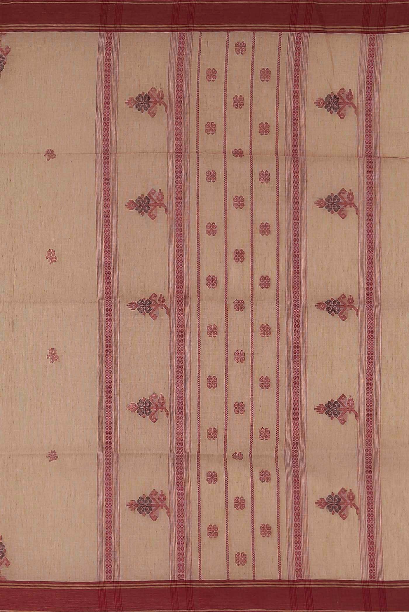 Beige Bengal Cotton Saree