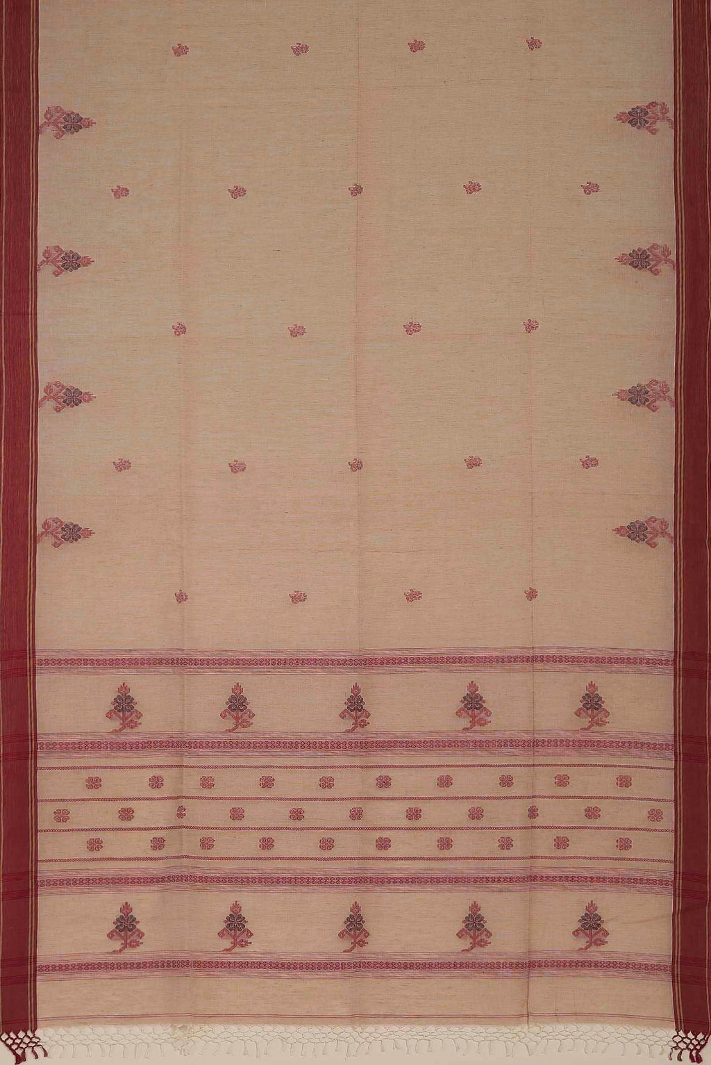 Beige Bengal Cotton Saree