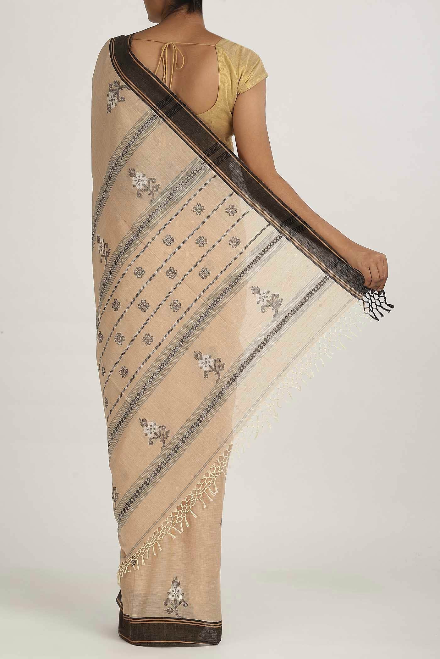 Beige Bengal Cotton Saree