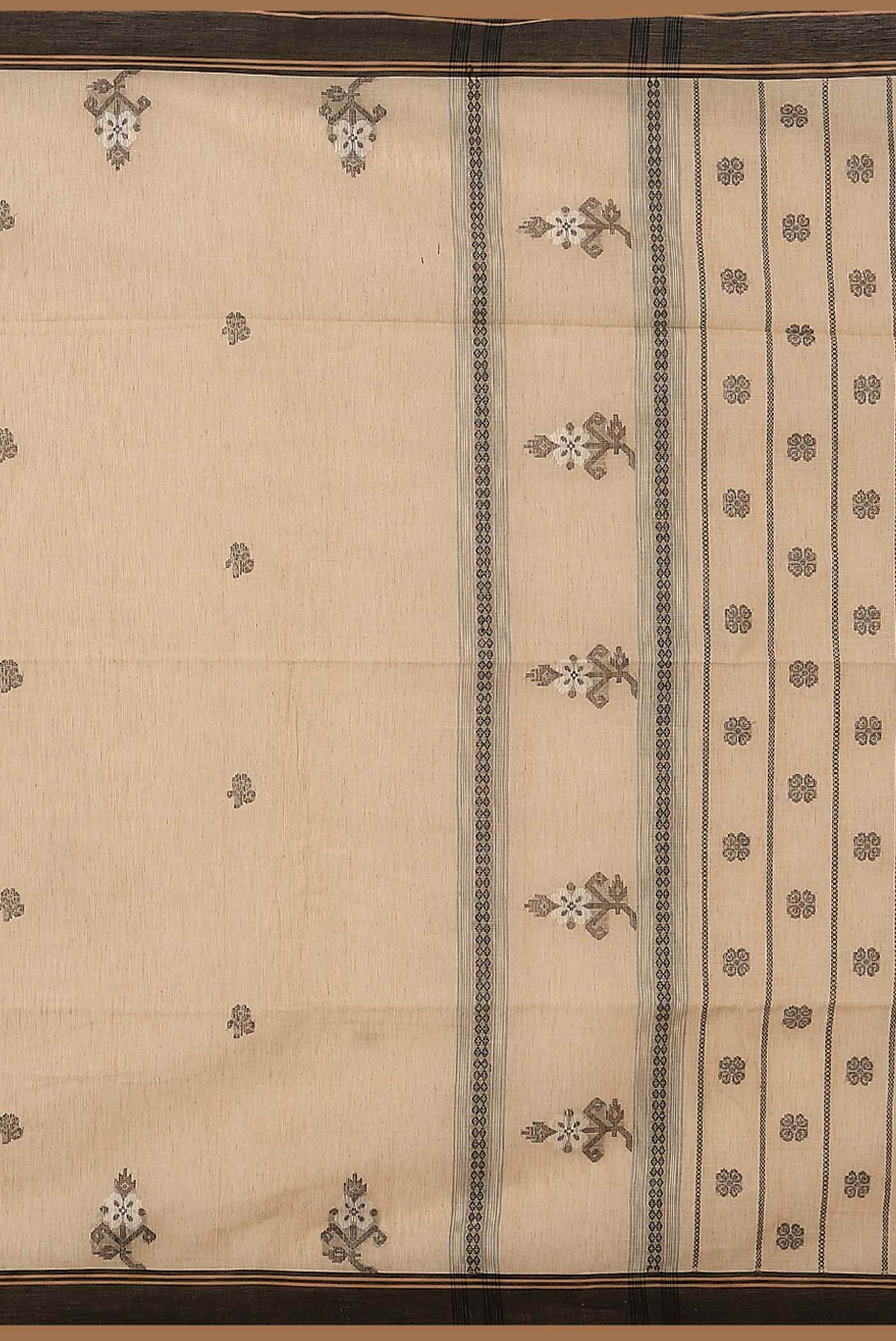 Beige Bengal Cotton Saree