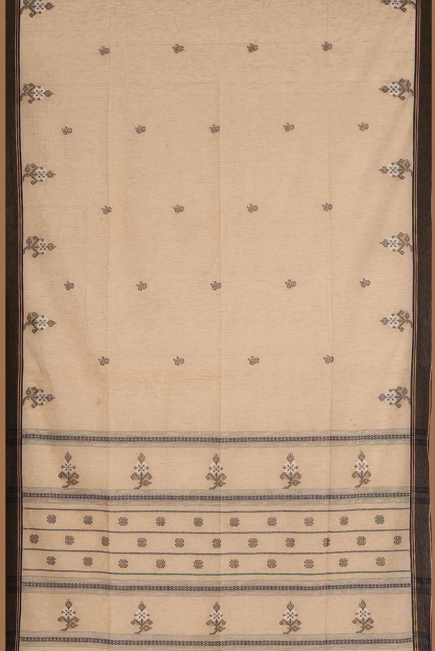 Beige Bengal Cotton Saree