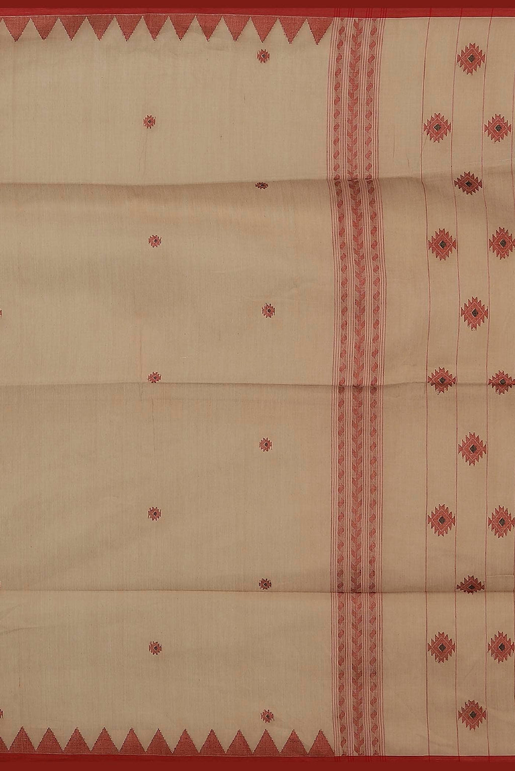 Beige Bengal Cotton Saree