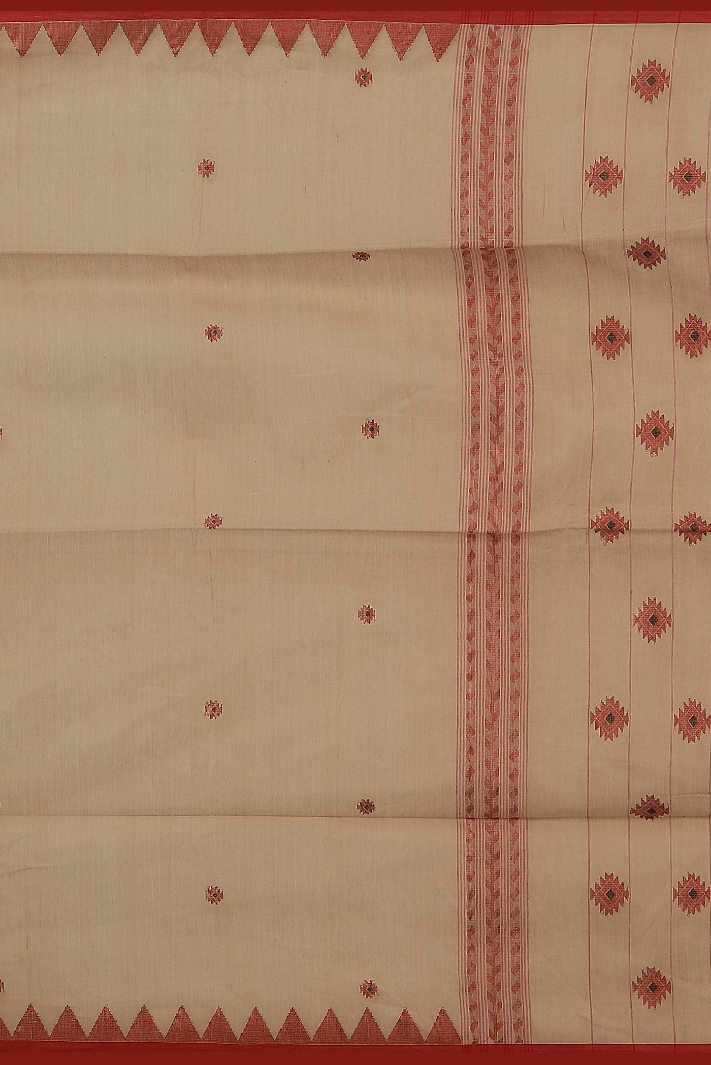Beige Bengal Cotton Saree