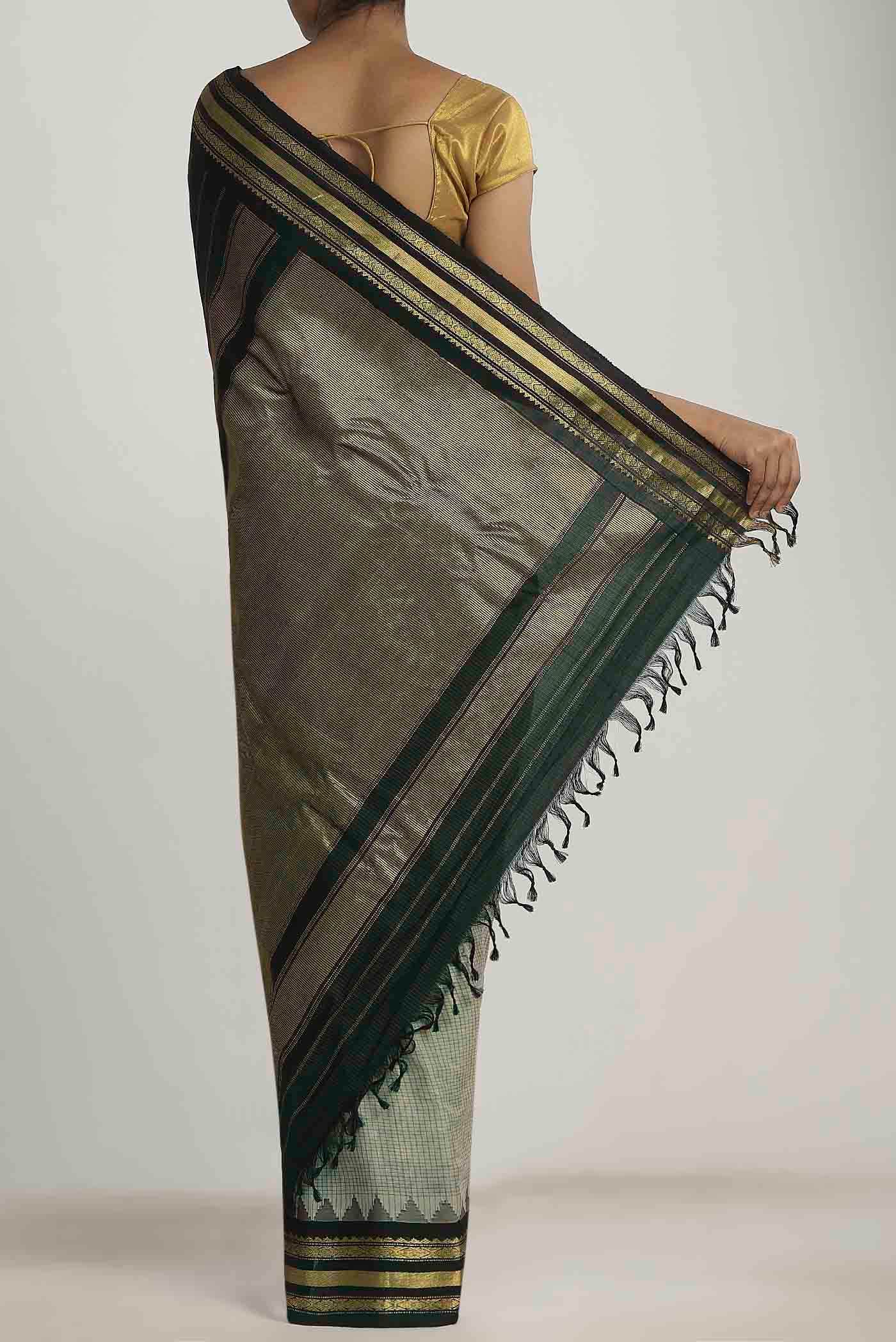 Beige Gadwal Silk Cotton Saree
