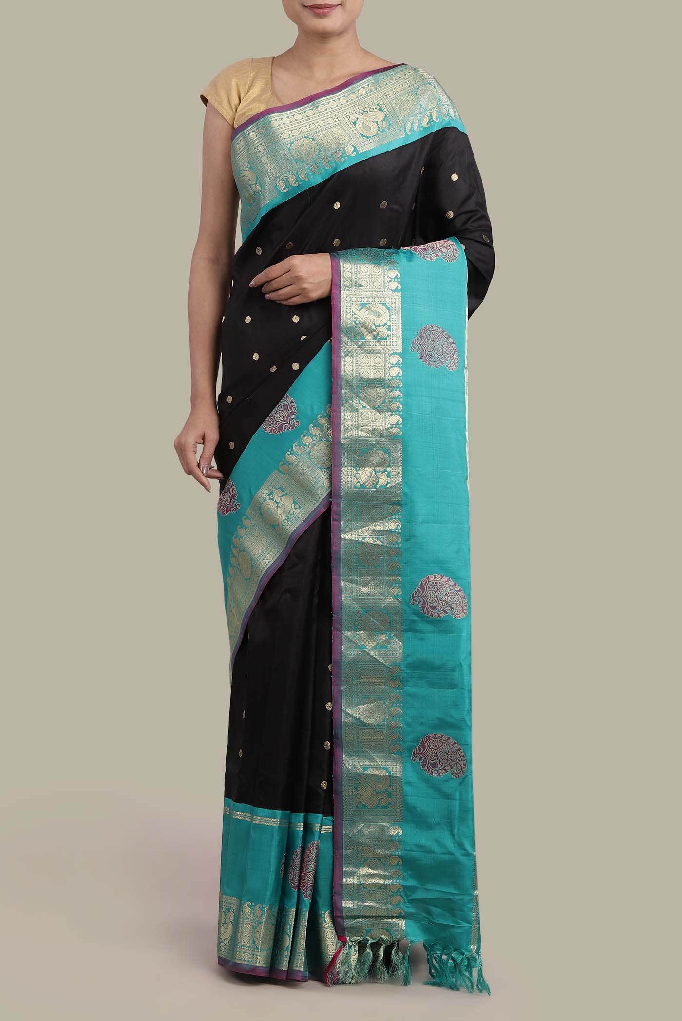 Black Gadwal Silk Saree