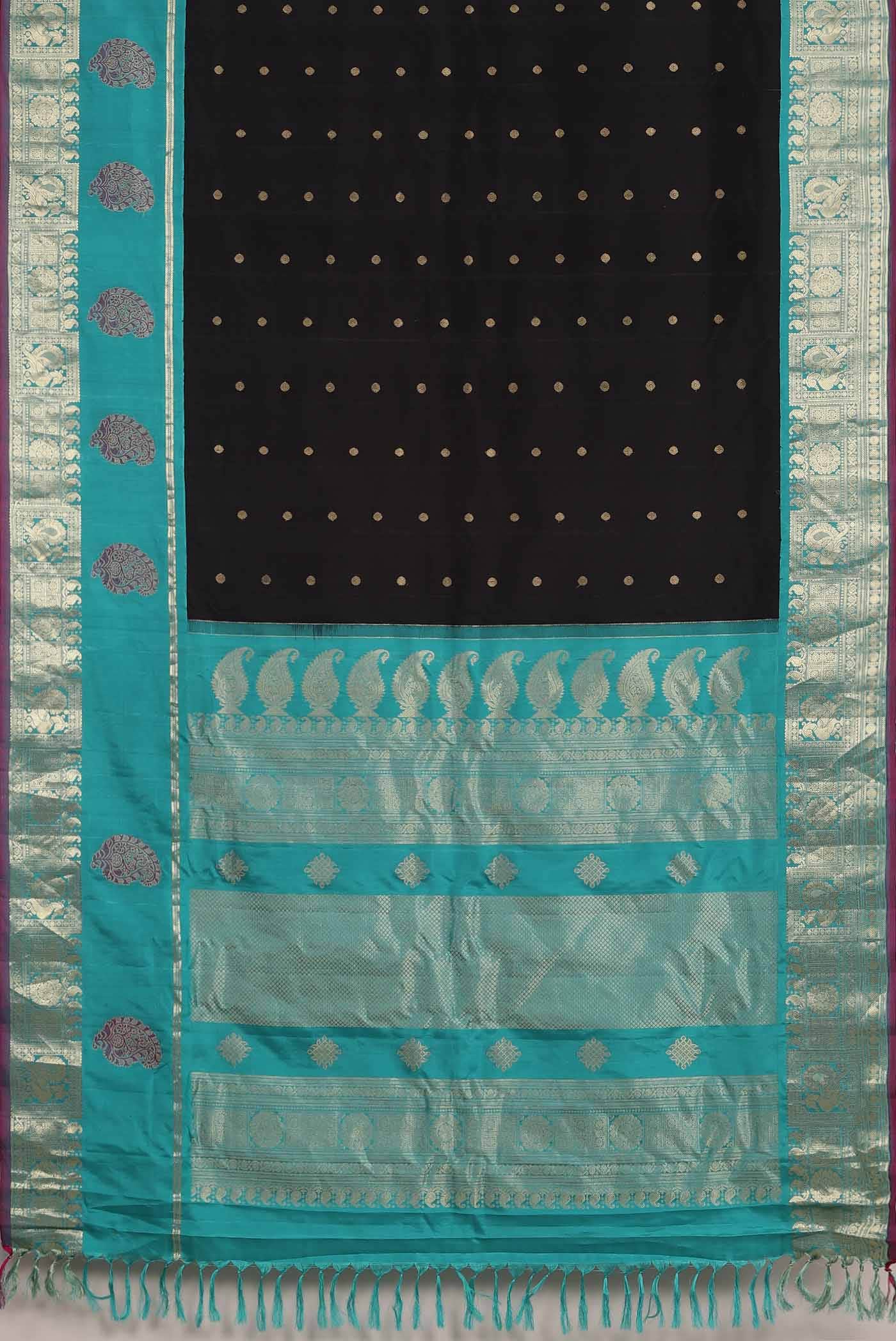 Black Gadwal Silk Saree