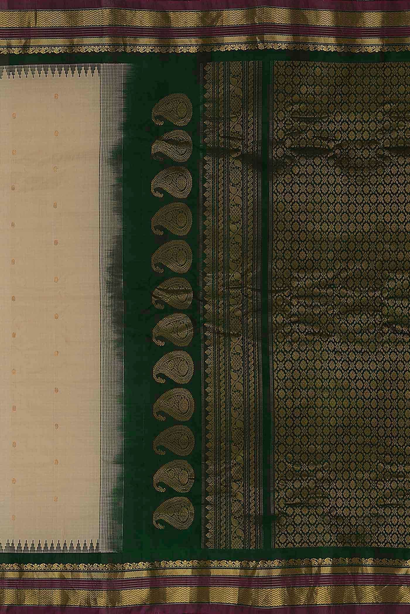 Cream Gadwal Silk Cotton Saree