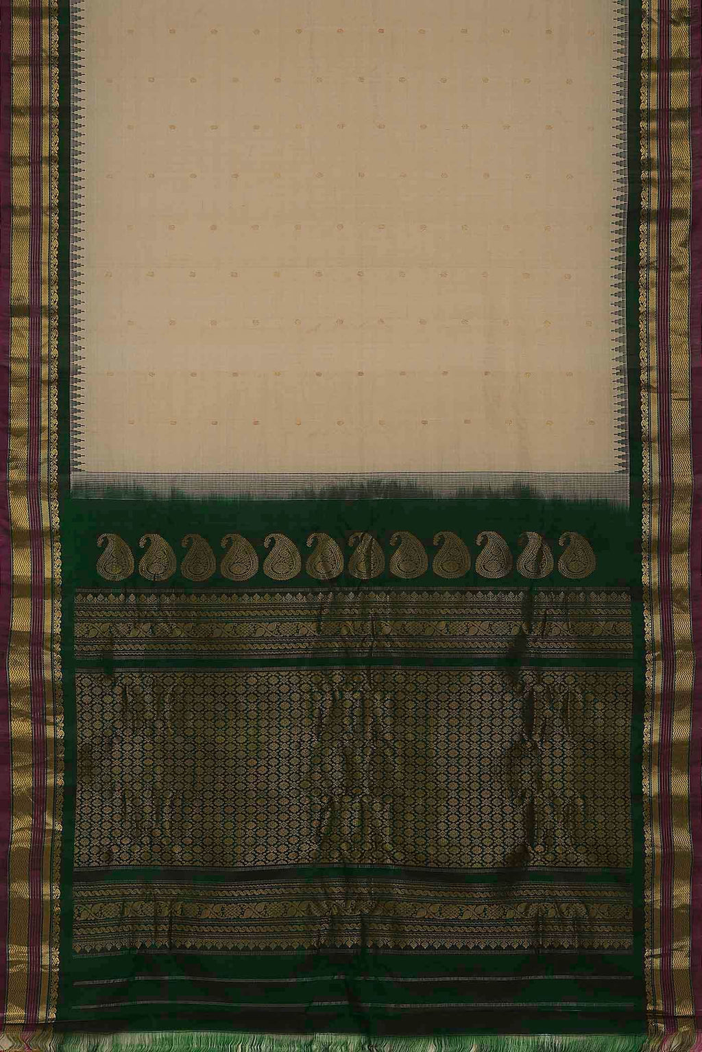 Cream Gadwal Silk Cotton Saree