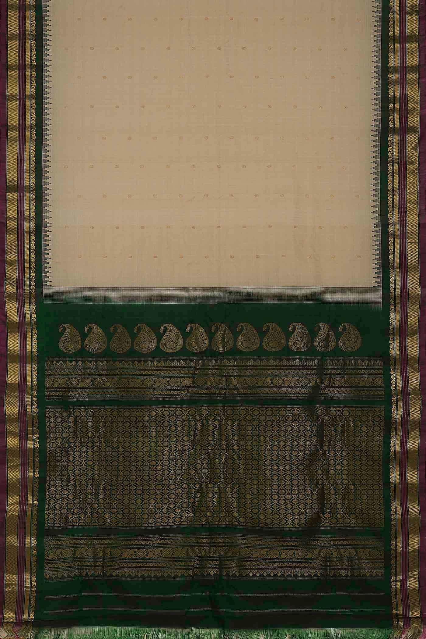 Cream Gadwal Silk Cotton Saree