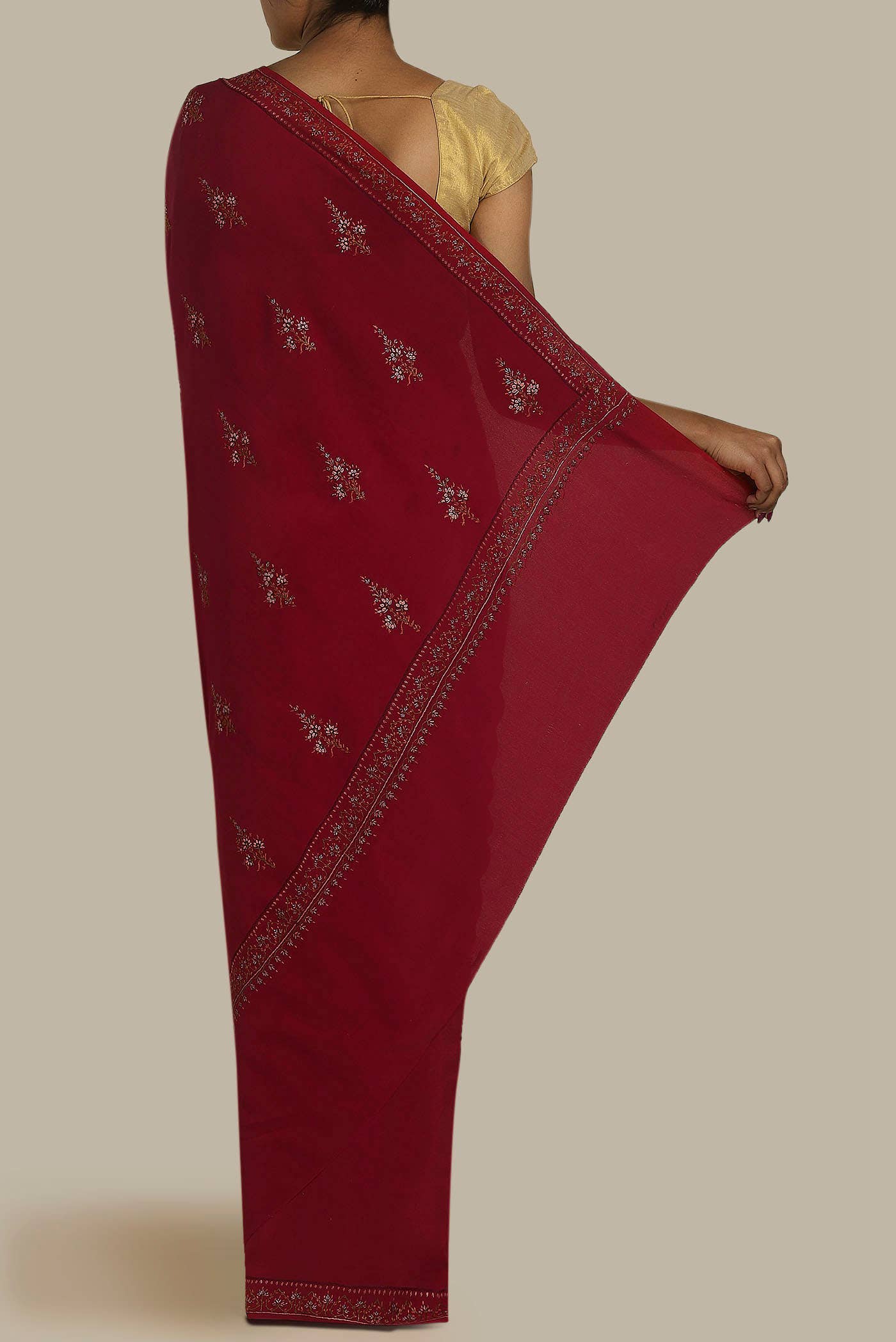 Maroon Crepe Saree